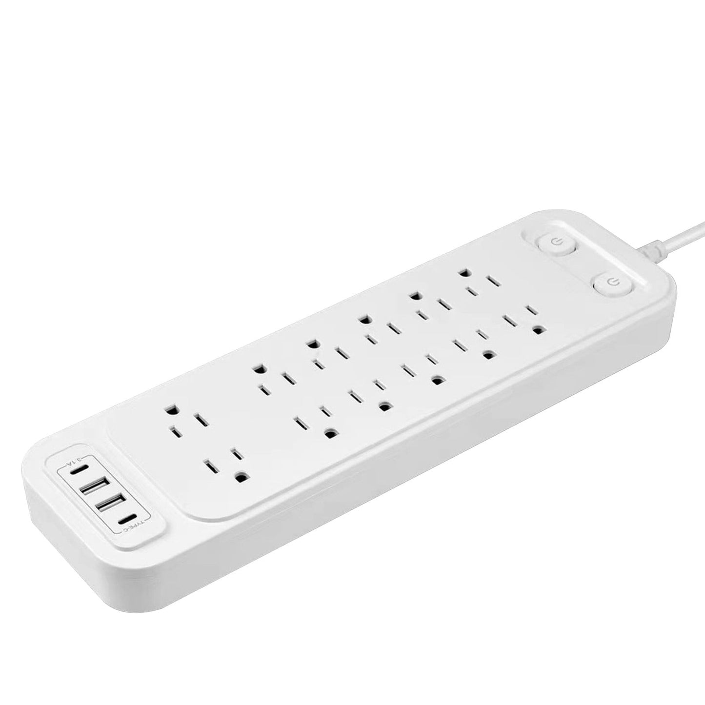 Multi Plug Extension Cord,Long Extension Cord with Multiple Outlets,US Specification Socket Plug Household Plug Board Multifunctional Port Plug Large Probability Security(White 12*3*1in)