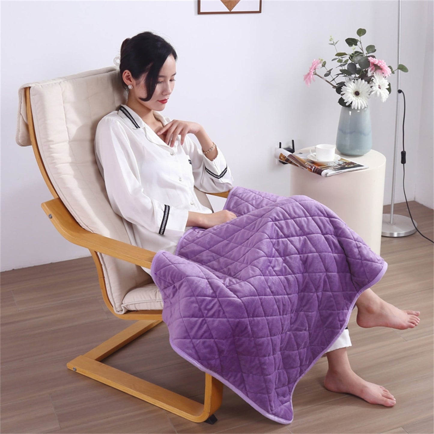 Electric Blanket,Heated Throw,Heated Blanket Electric Throw,Soft Fleece Electric Blanket,3 Heat Settings Flannel Electric Blanket with Hand,Machine Washable(Purple 47*30in)