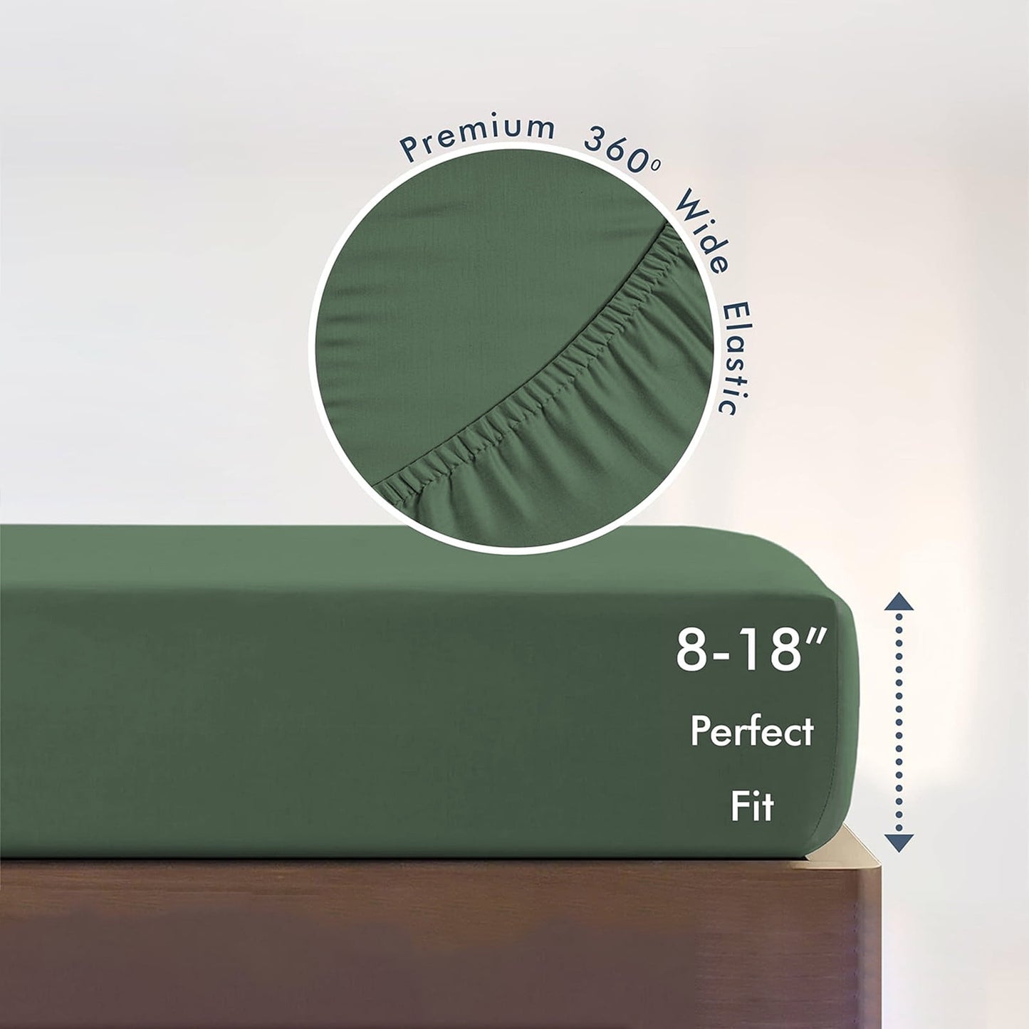 Stay Tight Sheets,Queen Size Fitted Sheet, 4-Way Stretch Knit, Snug Fit, Wrinkle Free & Stay in Place, No More Slipping Off for Mattress,Double Bed Fitted Sheet(Green 80*60*12in)