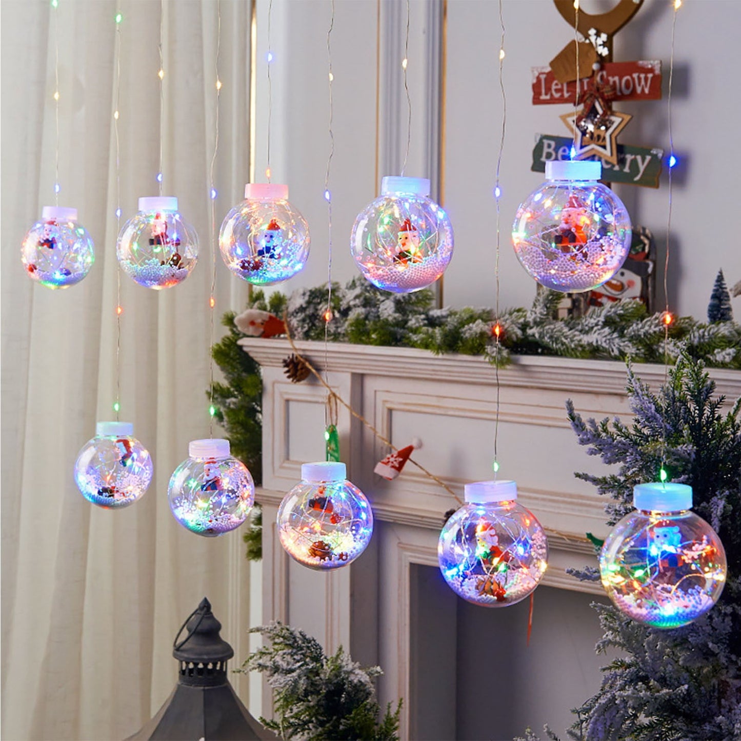 Christmas+Decorations,Christmas Ornaments Set,LED Christmas Star Light Christmas Decorations LED Curtain String Lights Christmas Christmas Tree Decoration For Home Year's Gifts(D 10pcs/Set)