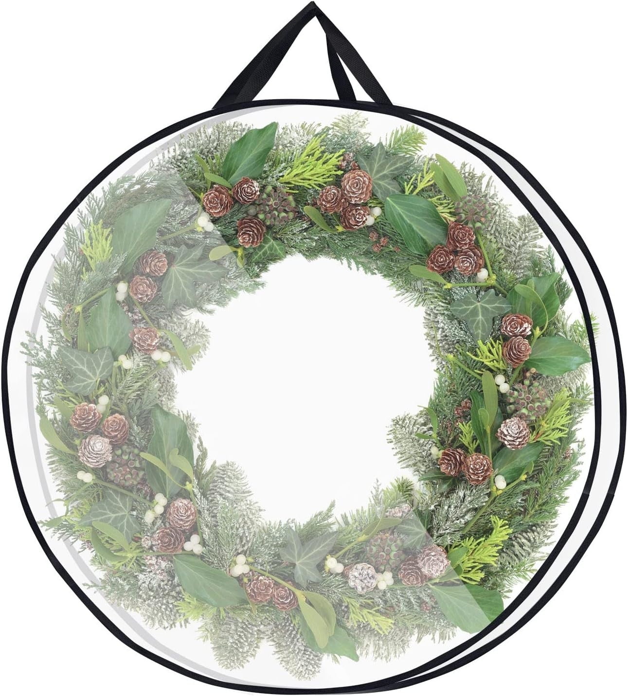 Wreath Storage Container,Wreath Storage Bag,Garland Holiday Container with Plaid Christmas Wreath Storage Box with Heavy Duty Handle and Clear Window(Black 36*8in)