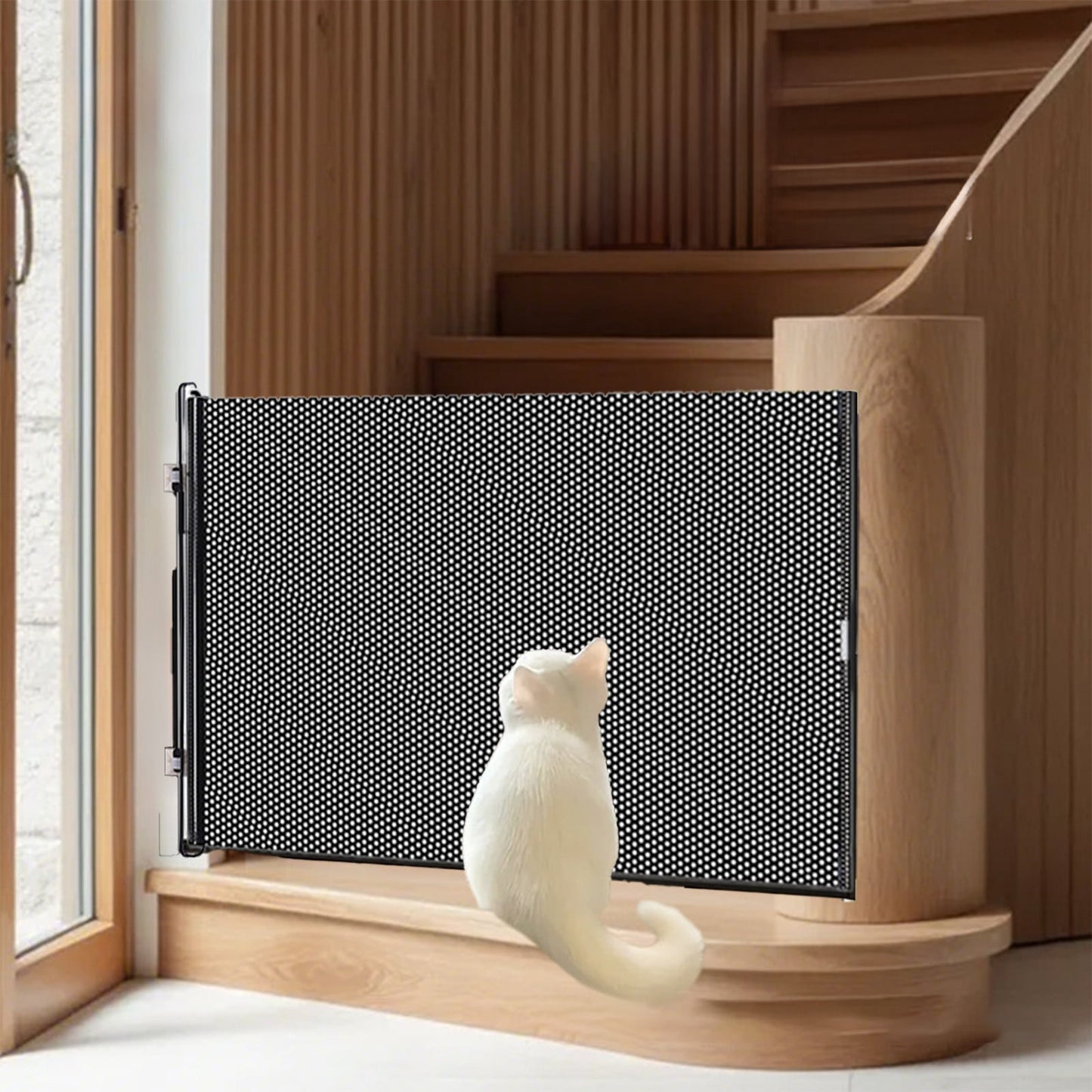 Dog Gate for Stairs,Cat Gate for Doorway,PVC No-punch Pet Fence Pet Fence Jump Proof Partition Fence Pet Door Stop Cats Barrier Retractable Pet Fence Strong Clips(Black L 50*20in)
