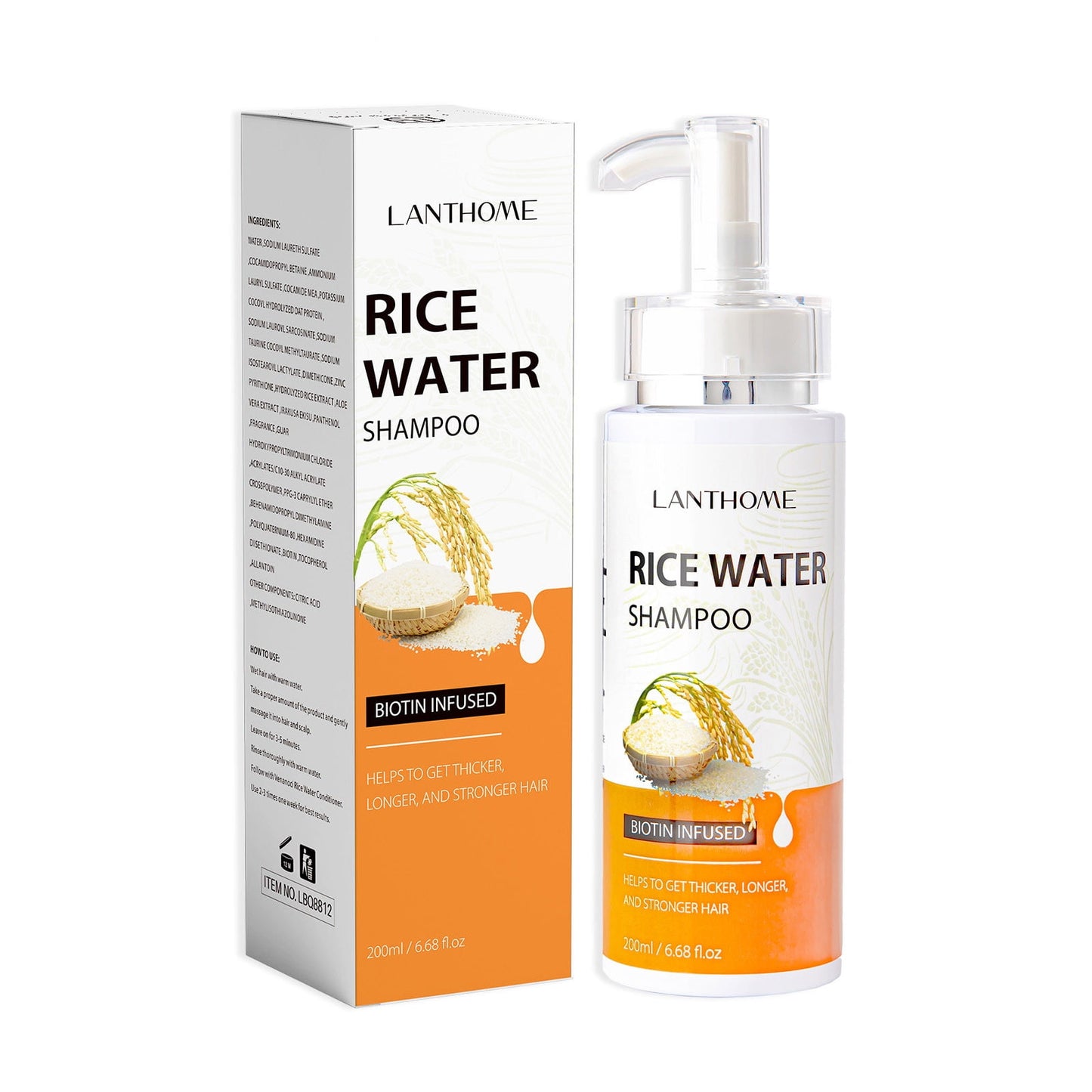 Hair Shampoo,Hair Care,Rice Shampoo Rice Water Shampoo Cleansing And Moisturizing Hair Liquid Rice Shampoo,Hair Dye Shampoo for Women & Men,Long-Lasting & Natural Hair Shampoo(200ml/6.76fl.oz)