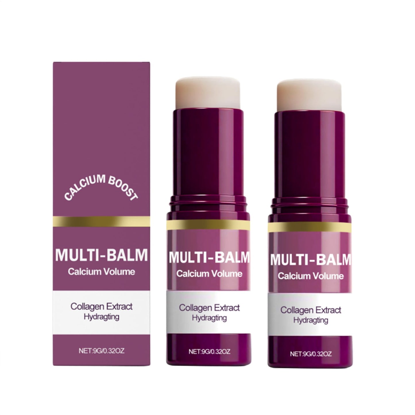 2Pcs Calcium Multi Balm Stick, Anti Wrinkle Calcium Balm, Korean Collagen Hydrating & Moisturizing Stick, Anti-Aging, Firming Skin, Reduce Fine Lines, Suitable for Face, Eyes, Neck, 0.32oz