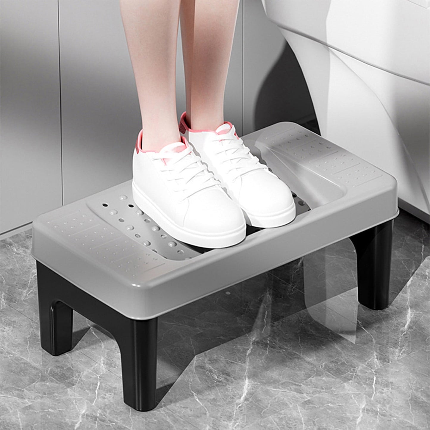 Non-Slip Toilet Stool - Detachable Stackable Squatting Step Stool for Bathroom, Fits All Toilets, Gray
