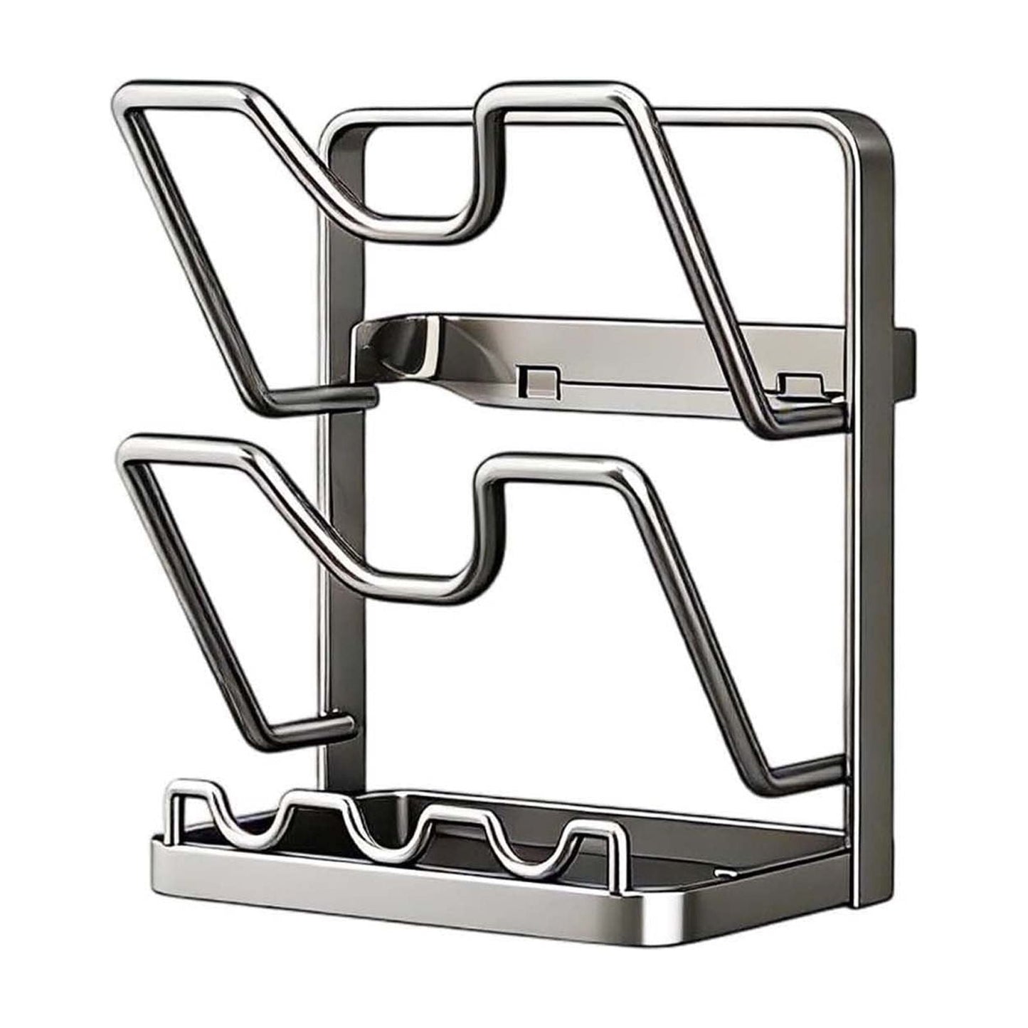 Kitchen Pot Lid Storage Rack Pot Lid Organizer Rack Kitchen Pot Lid Holder, Multifunctional Countertop Rack for Spatula Cutting Board, Drainage Design for Household Kitchen Use
