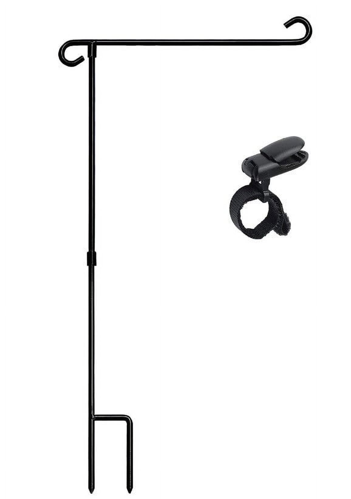 Garden Flag Holder,Flag Holder,Small Flag Holder,Yard Flag Holder,Garden Flag Stand Pole Easy To Install Sturdy Wrought Iron Fits,Garden Flag Stand Holder(Black+Clip 33*17in)