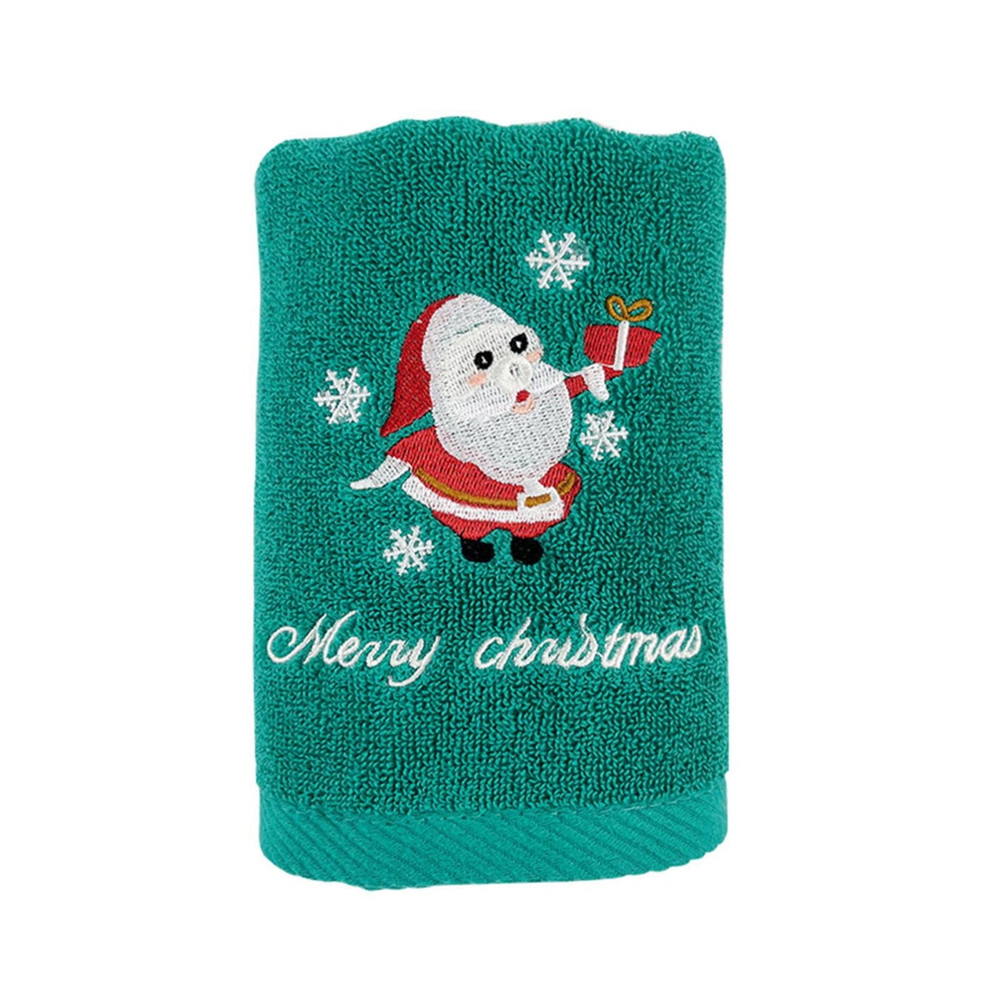 Christmas Hand Towels,Christmas In July Decorations,Merry Christmas Hand Towels for Bathroom Embroidered Bathroom Towels Farmhouse Decorative,Absorbent Soft Cotton(Green 30*13.4in)