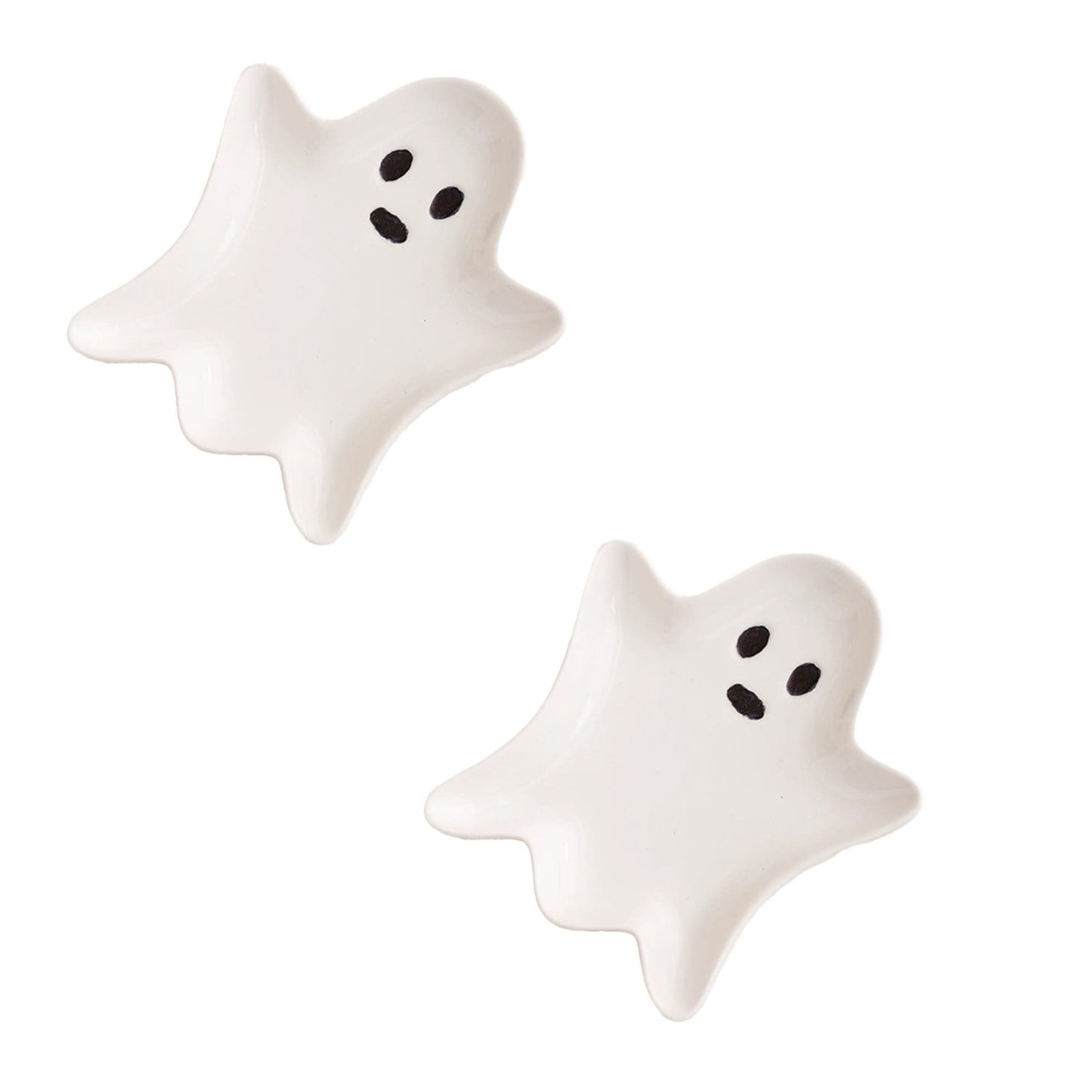 Halloween Plates Ceramic,Ceramic Ghost,Ghost Plates,Halloween Ceramic Ghost Plate,Reusable Halloween Plate for Everything from Desserts, Salads, Snacks, Candy(2pcs 5in)