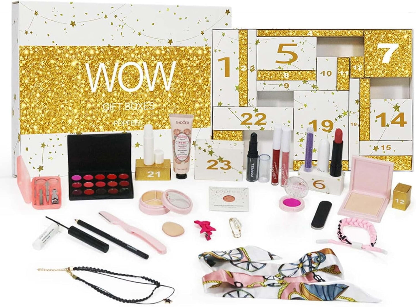 Makeup Advent Calendar Beauty Advent Calendar 2025 Christmas, 24 Day Countdown Calendar Skin Care Makeup Boxes, Xmas Cosmetic Starter Gift Box for Teens Girls Women