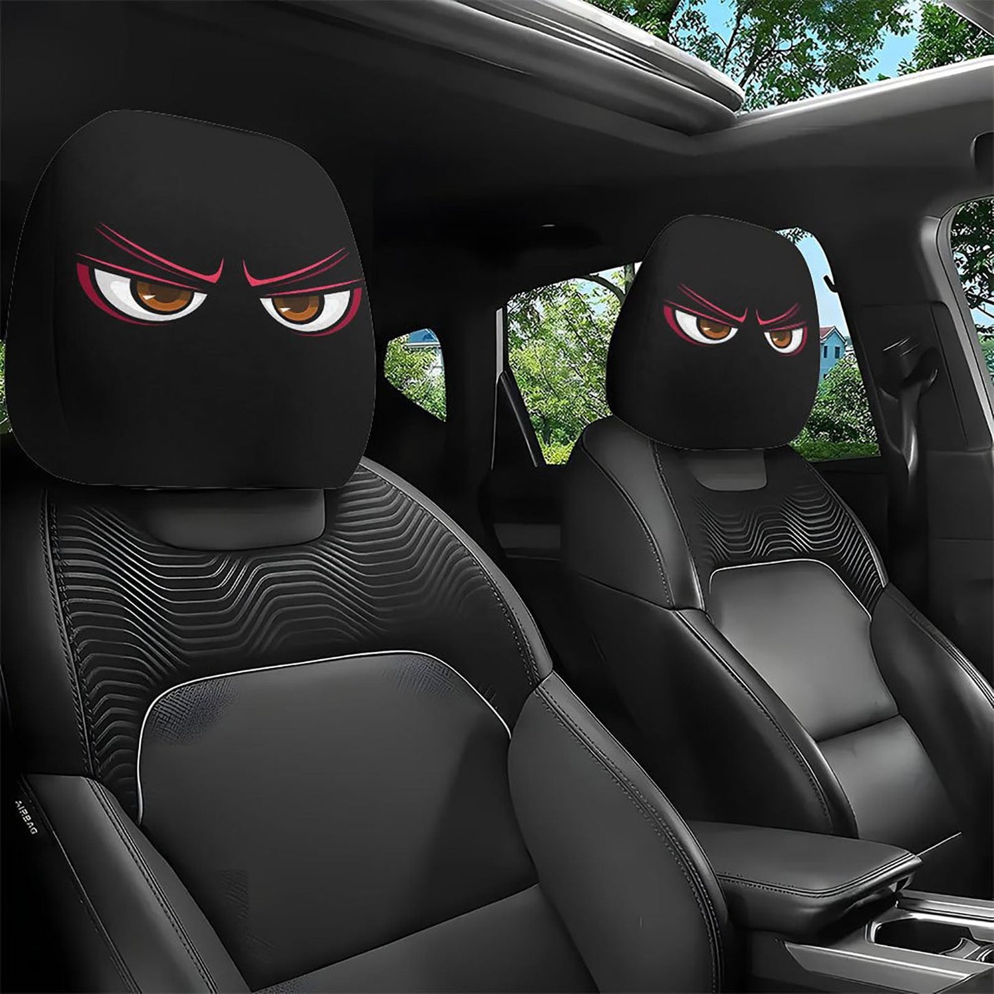 Cute Funny Cartoon Eyes Car Headrest Covers,Funny Car Accessories,Head Rest Cover For Car,2pcs,Car Seat Head Rest Protector For Auto Front Seat Rest Decoration(B-2pc)