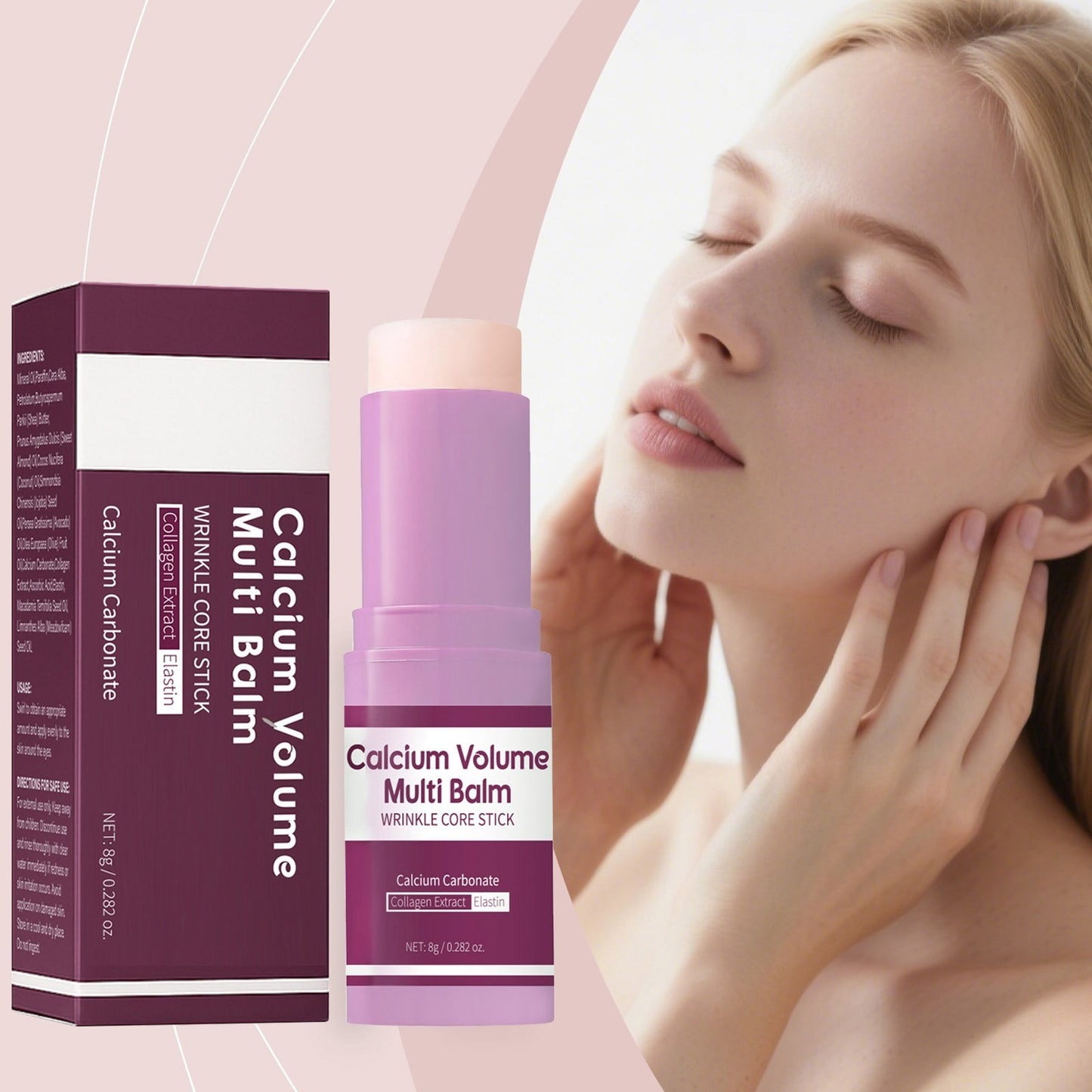 5Pcs Calcium Multi Balm, Calcium Volume Multi Balm, Wrinkle Core Stick, Korean Collagen Moisturing Stick, Nourishing Skincare Balm for Face, Eye Area, Lips & Neck, Hydrating and Firm-Looking Skin, 8g