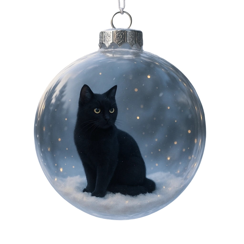 Cat Snow Globe,Glass Ball Christmas Ornaments,Cute Cats Christmas Ornaments Collection,Vivid 3d Animal Decoration,Each With Unique Winter Charm And Story ¨CHoliday Decor And Cats Lovers(A)