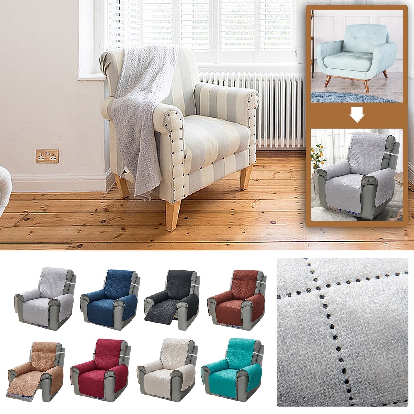 Chair Covers,Recliner Chair Covers,Waterproof Recliner Chair Cover,Recliner Cover,Non Slip Covers for Recliner Chair,Pet Sofa Cushion Sofa Cushion(Navy 20in)