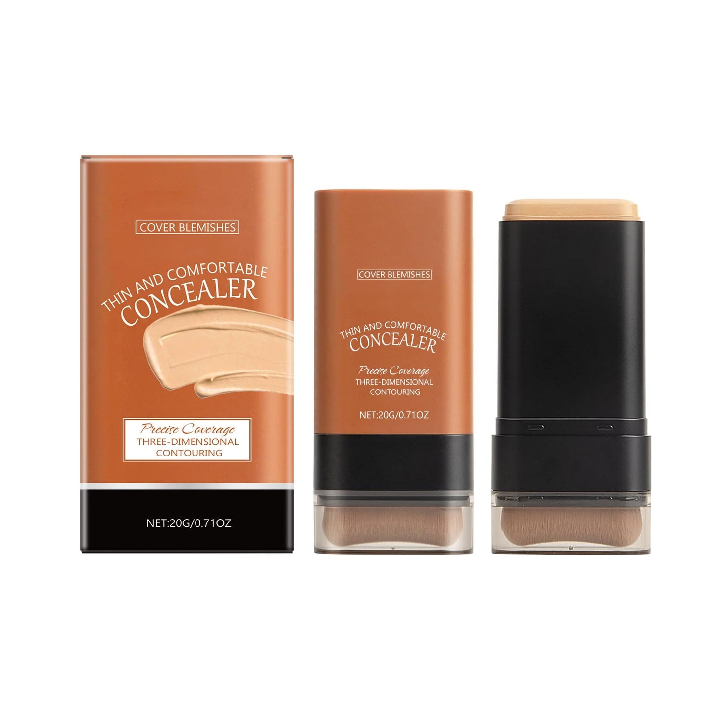 Foundation Stick,Stick Foundation,Long-Lasting Concealer Foundation Stick, Full Coverage Foundation Stick,2-in-1 Natural Foundation Stick Eraser with Foundation Brush(Natural)
