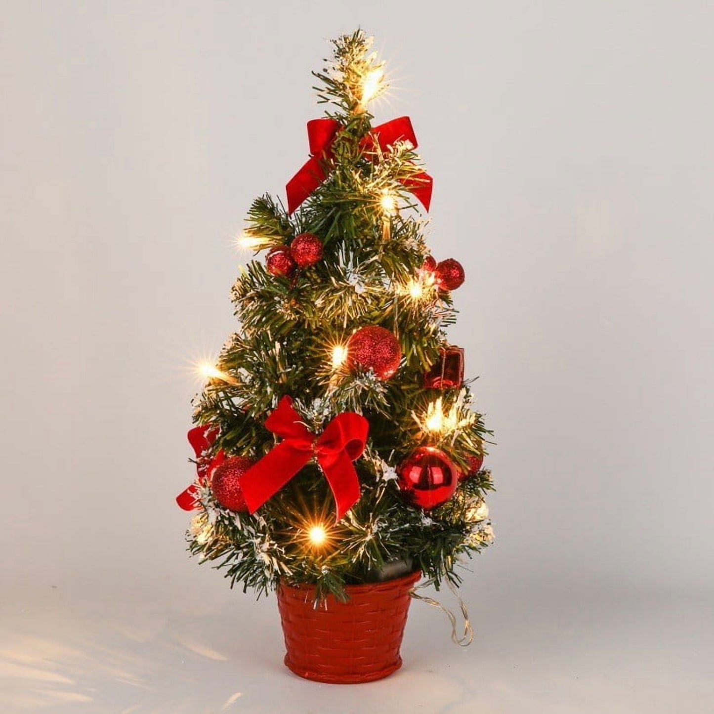 1 Foot Christmas Tree,Small Christmas Tree With Lights,Tabletop Christmas Tree,15.8inch,Mini Artificial Christmas Tree With Led String Lights,Ball And Woven Base,Potted Small Xmas Trees Decor.