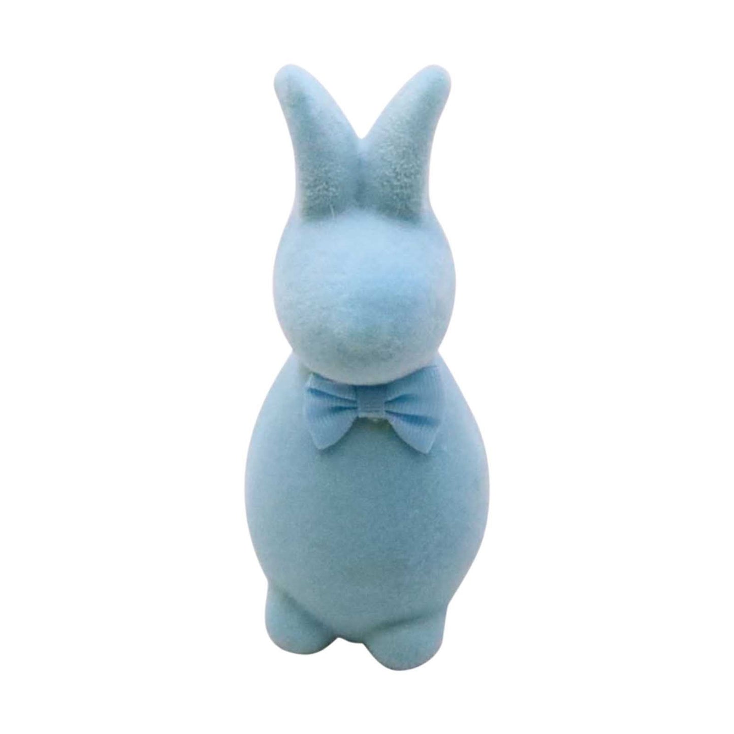 Easter Ornaments With Flocked Bunny Statue Glitter Easter Bunny Tabletop Decorations Flocked Foam Bunny Statue Easter Indoor Decorations Tall 5.9in