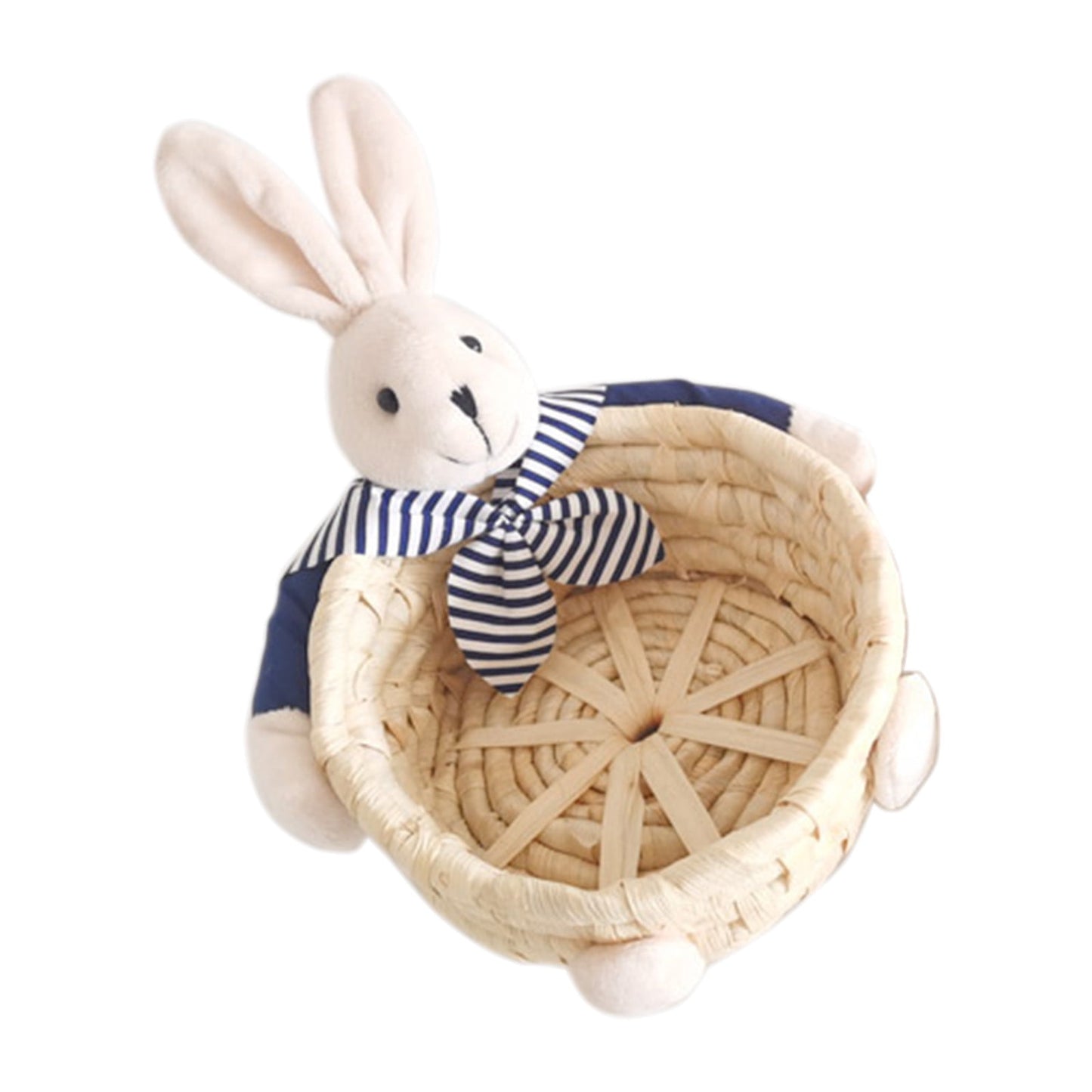 Easter Basket & Easter Bunny Egg Storage Basket, Mini Woven Corn Husk Style Basket, Plastic Craft Ornament for Candy, Egg, Small Item Storage, Home Decoration, 3.5x3.1x2.4in