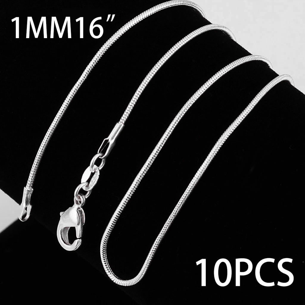 Necklaces for Women Wholesale 10Pcs 925 Sterling Solid Silver 1Mm Snake Chains Necklace 16-28 Inches Jewelry,Wholesale Necklace for Women Chain Accessory(10pcs 16in)from Biweutydys