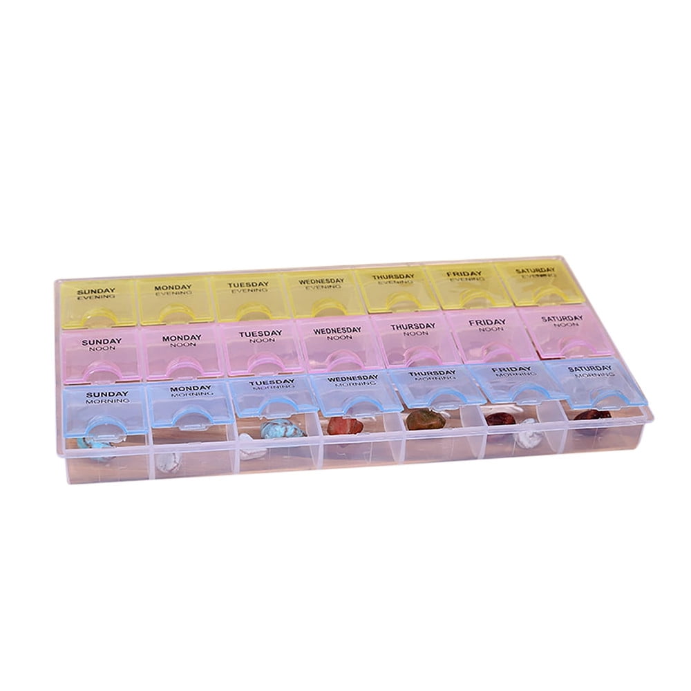 Pill Box,Large Pill Organizer,3 Rows of 21 Grid Medicine Boxes,7 Day Box Tablet Dispenser Organizer Weekly Storage Case for AM PM,Extra Large Pill Organizer,XL Pill Case(3Rows 8in)