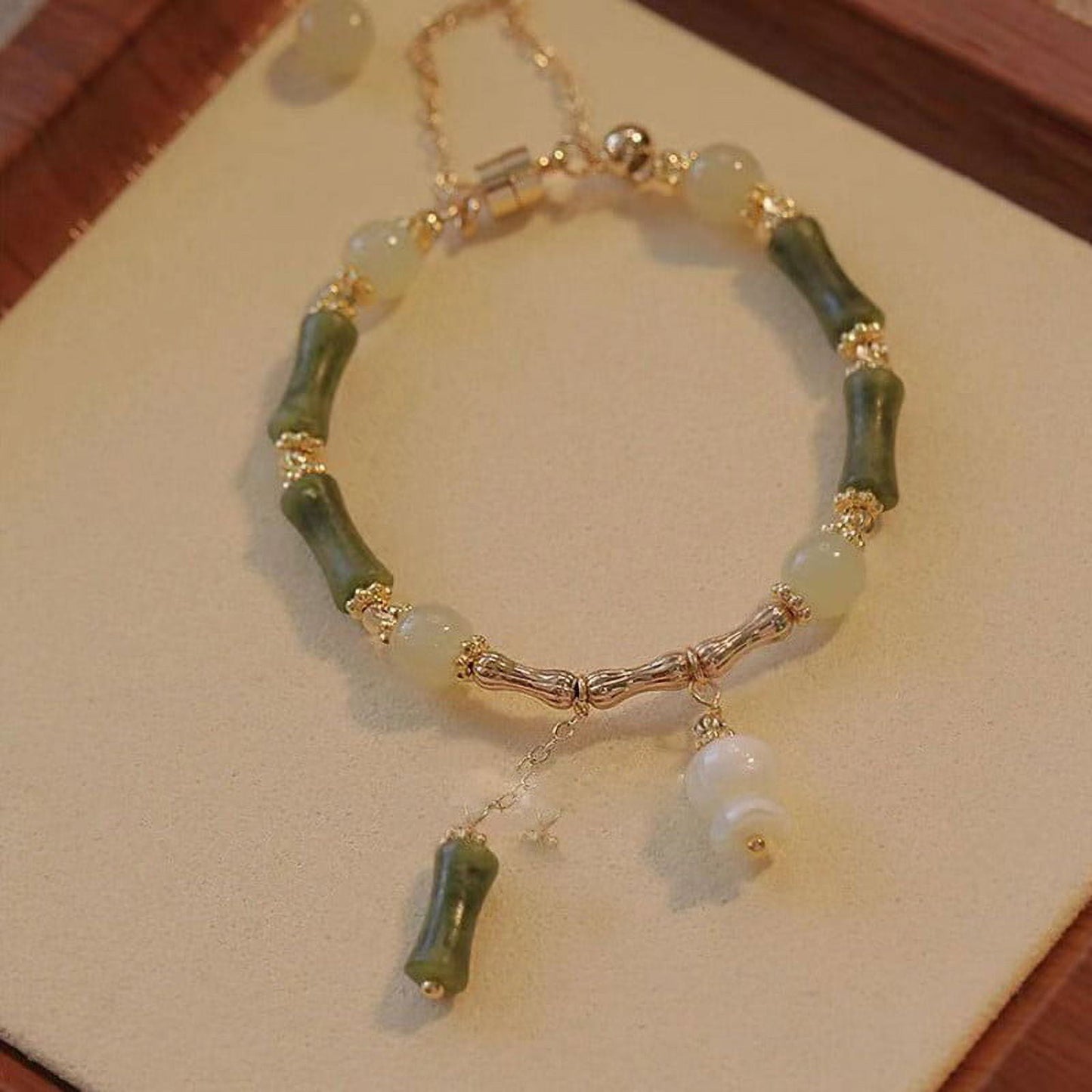 Jade Bangle Bracelet,Jade Bracelet for Women,Jade Bracelet Jewelry for Women Crystal Retro Green Solid Joint Bracelet in Natural Energy Healing Bracelet Resizable(B )