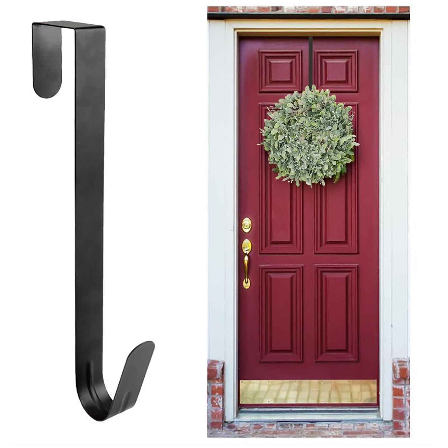 Wreath Hanger,Garland Hanger for Door Frame,Christmas Wreath Hook Behind Home Door Wreath Hook Holiday Decoration Wrought Iron Hook,Wreath Hanger(Black 12in)