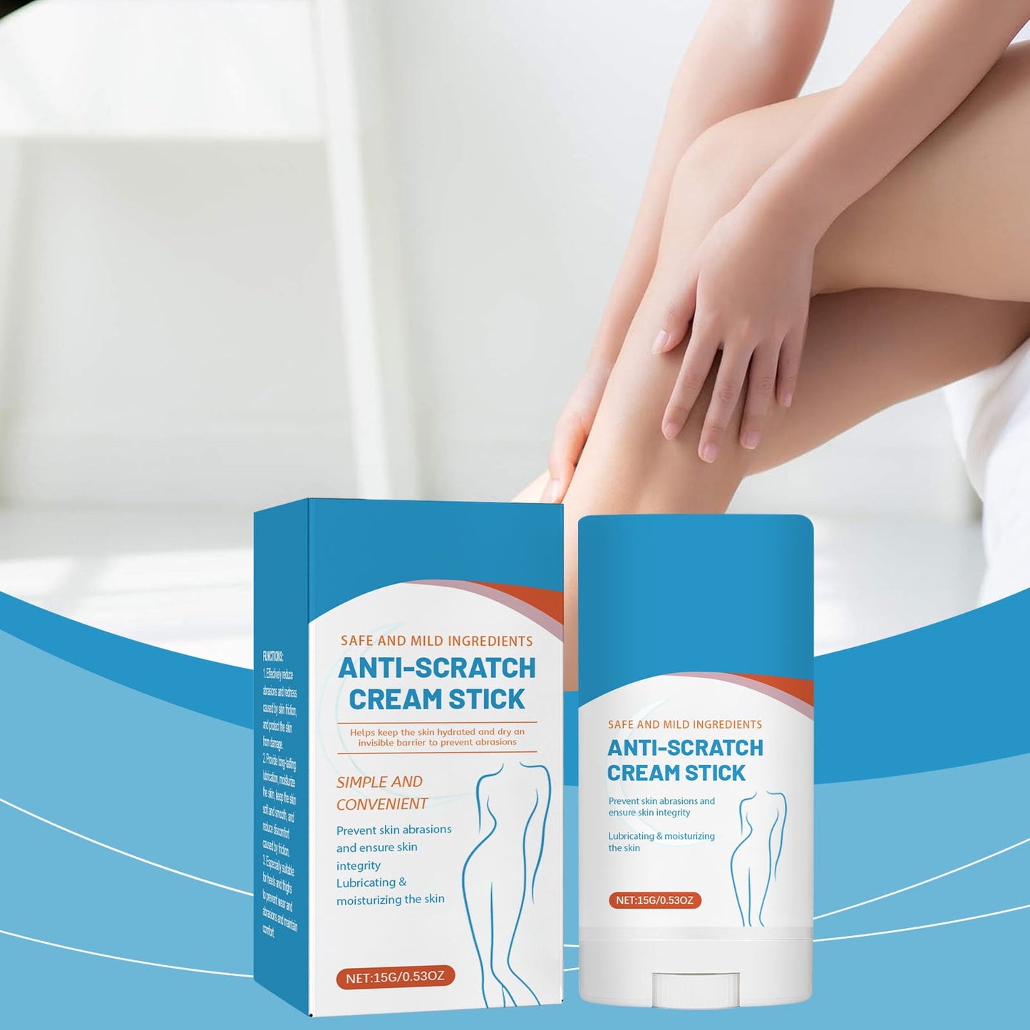 Anti Chafing Stick 0.53 Oz, Non-Greasy Chafing Stick Friction Relief & Moisturizing Care for Dry Crack Repair, Travel Essentials & Summer Skin Protection