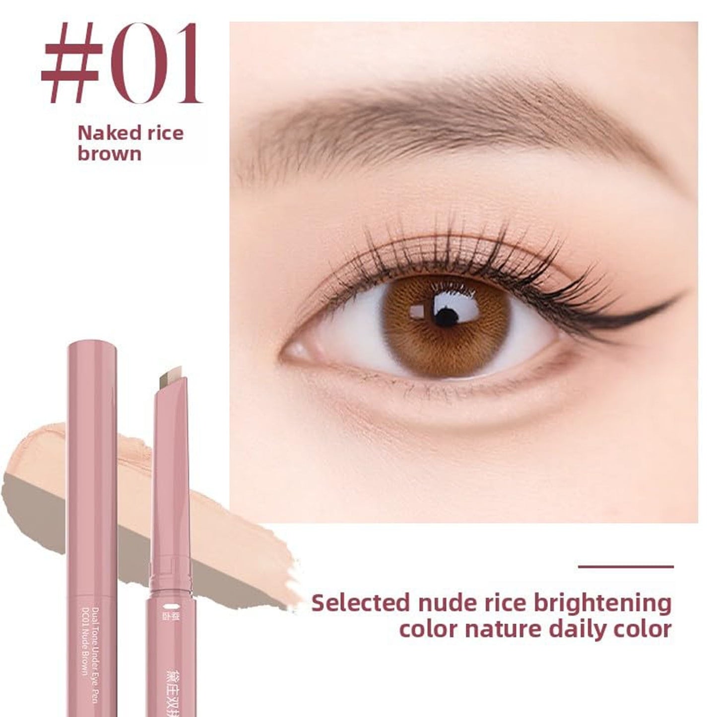 Double Head Eyebrow Pencil, Waterproof Natural 3D Contour and Highlighter, Longwearing for Perfect Brows, Professional, Precision, Defines, Universal Benefit Eyebrow Pencil (#01)