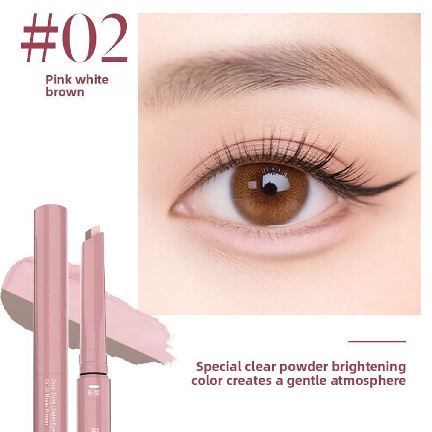 Double Head Eyebrow Pencil, Waterproof Natural 3D Contour and Highlighter, Longwearing for Perfect Brows, Professional, Precision, Defines, Universal Benefit Eyebrow Pencil (#02)