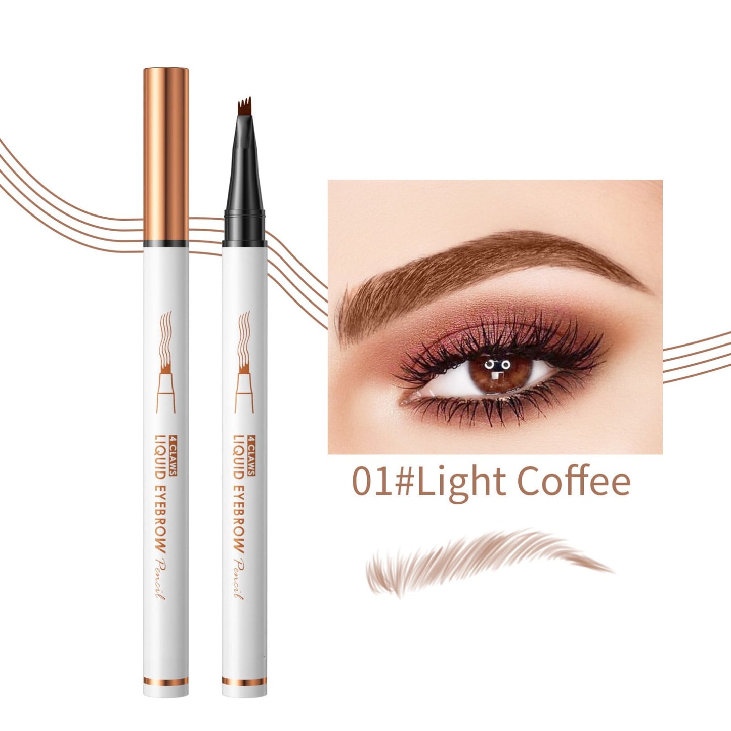 Eyebrow 4 Tip Eyebrow Pen, Waterproof Microblading Eyebrow Pencil, Smudge-Proof Liquid Eyebrow Pencil with Micro-Fork Tip Long Lasting Brow Pen To Create Exquisite and Natural Eyebrows (Light Brown)