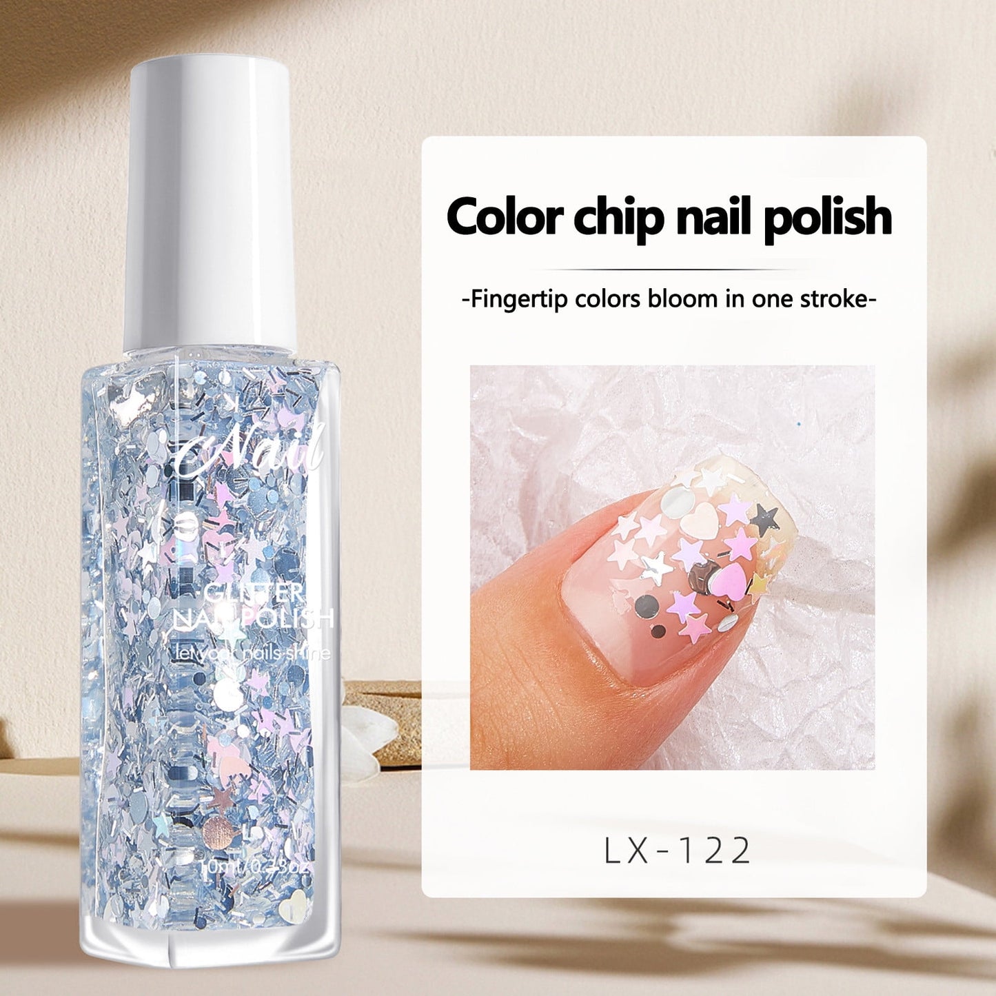 Glitter Gel Nail Polish, Light Glitter Nail Polish, Soak Off UV LED Nail Gel for DIY Nail Art, Iridescent Chunky for Nail Art Manicure at Home, Quick Dry Holographic Gel, 10ml