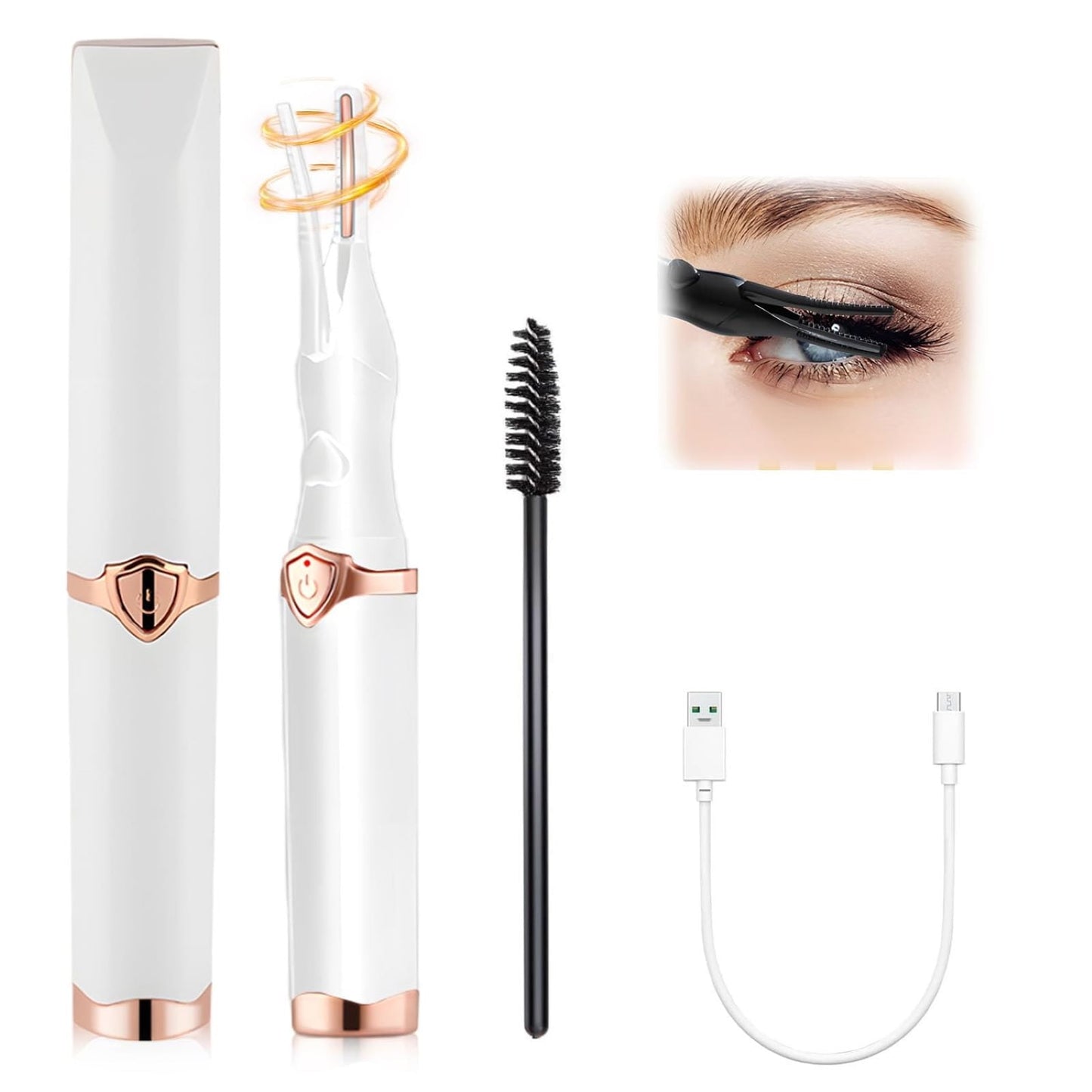 Heated Eyelash Curlers, 2 in 1 Clip-Type Eyelash Curler, USB Rechargeable Electric Eyelash Curler, 3 Temperature Modes, Heated Lash Curler, Gift for Women Girls