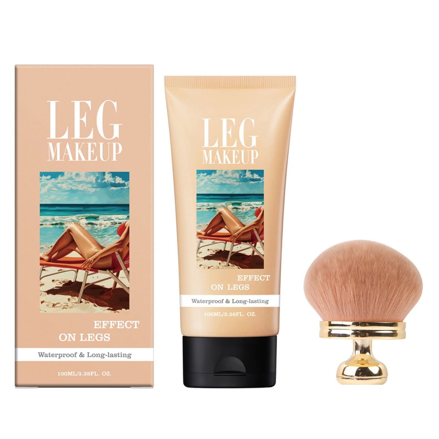 Leg Makeup Waterproof with Brush, No Transfer Body Concealer, Coverage Body Concealer for Legs, Long-Term Body Foundation Make-up Uniform Skin Skin Moisturizing Leg Cream, 100ML (#1)
