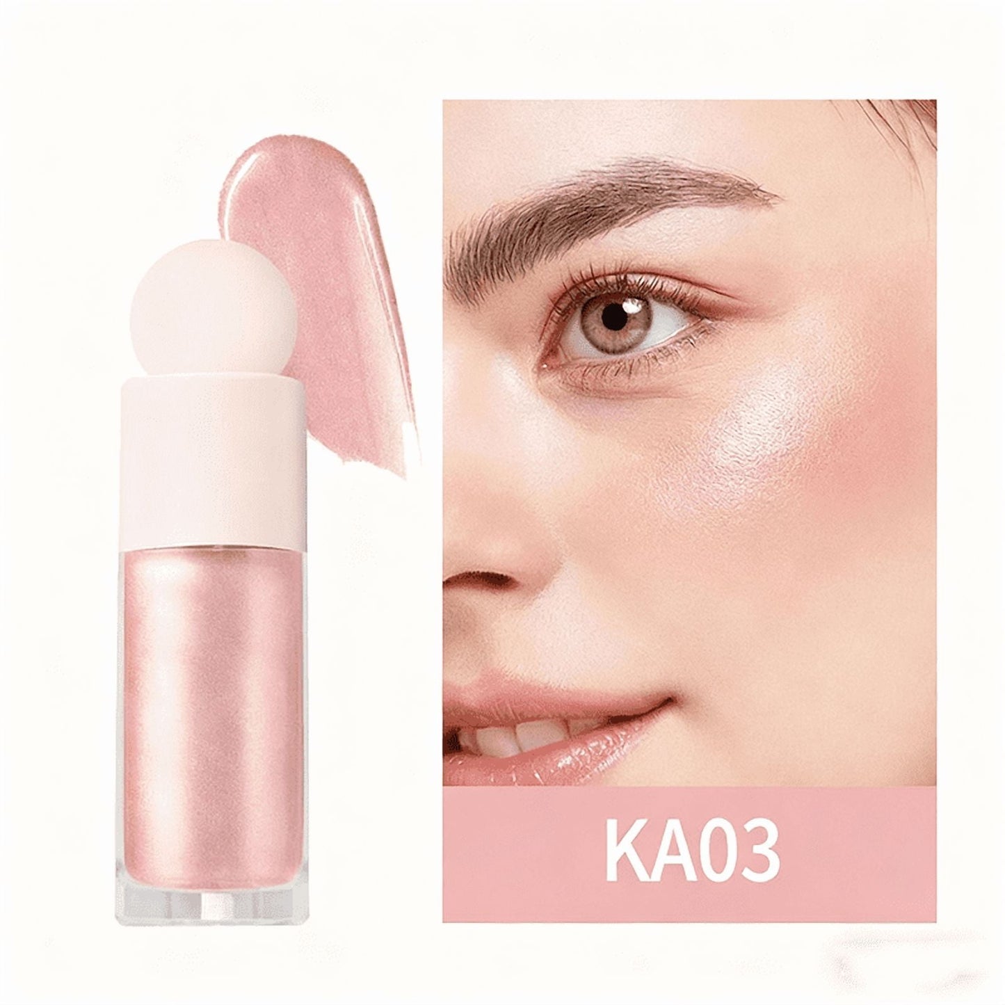 Liquid Highlighter, Highlighters Makeup for Long Lasting Shimmer Natural Glow, Waterproof Smooth Highlight Face Highlighters ,Silky Natural Glow Makeup Sparkly Highlighters for Face (KA03)