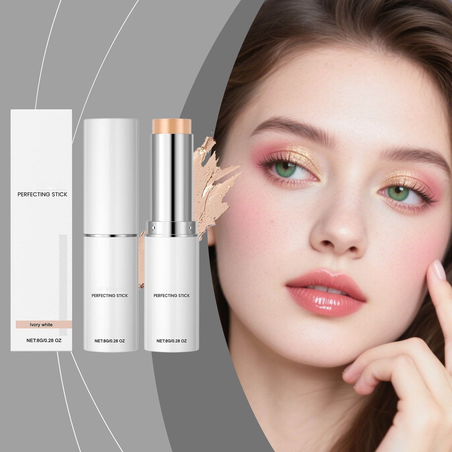 Matte Foundation Stick, Anti Wrinkle Foundation Stick, Skin Magnet High Coverage Foundation Stick, Hydrating Lightweight, Multi-Use Face Makeup Contour Stick for All Skin Types-Nude (Ivory)