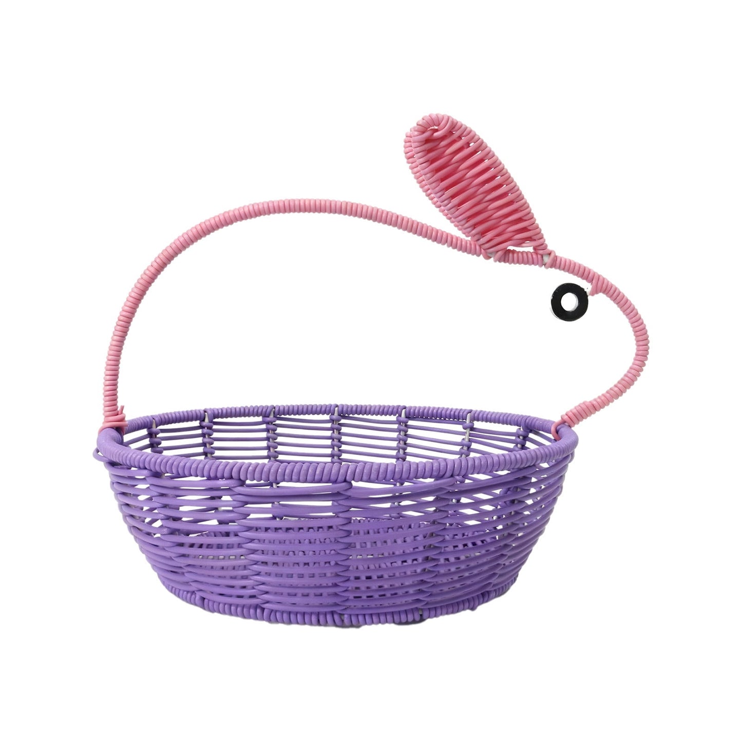 Mini Easter Basket & Mini Picnic Basket, Cute Rabbit Themed Woven Storage Basket, Plastic Handheld Decor for Gifts, Snacks, Toys, Lightweight Durable, Easy to Carry, 12x9x10in