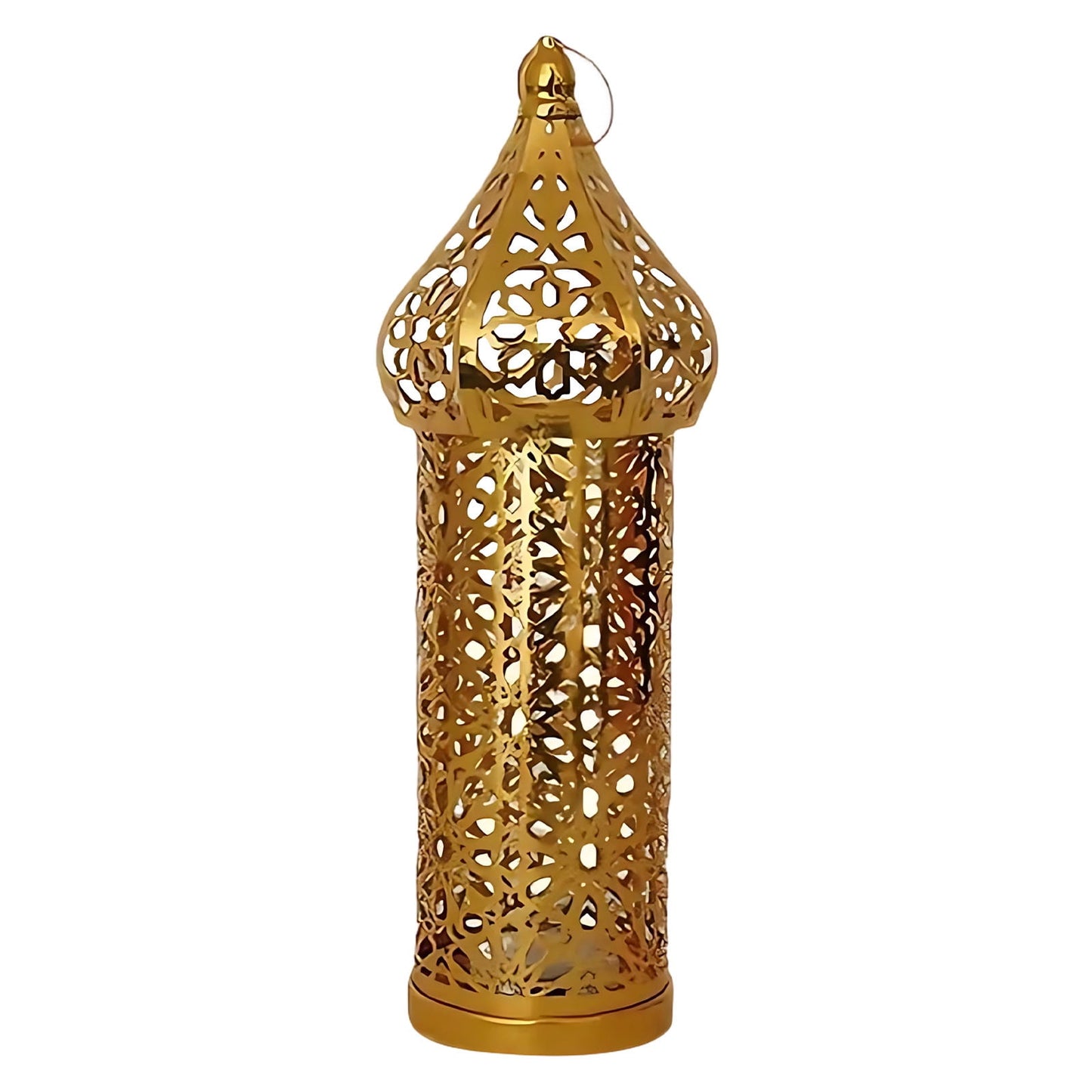 Ramadan Lanterns & Gold Lanterns Decorative Indoor, Moroccan Metal Iron Lantern Holder with Hollow Patterns for Ramadan Decorations & Home Ambiance