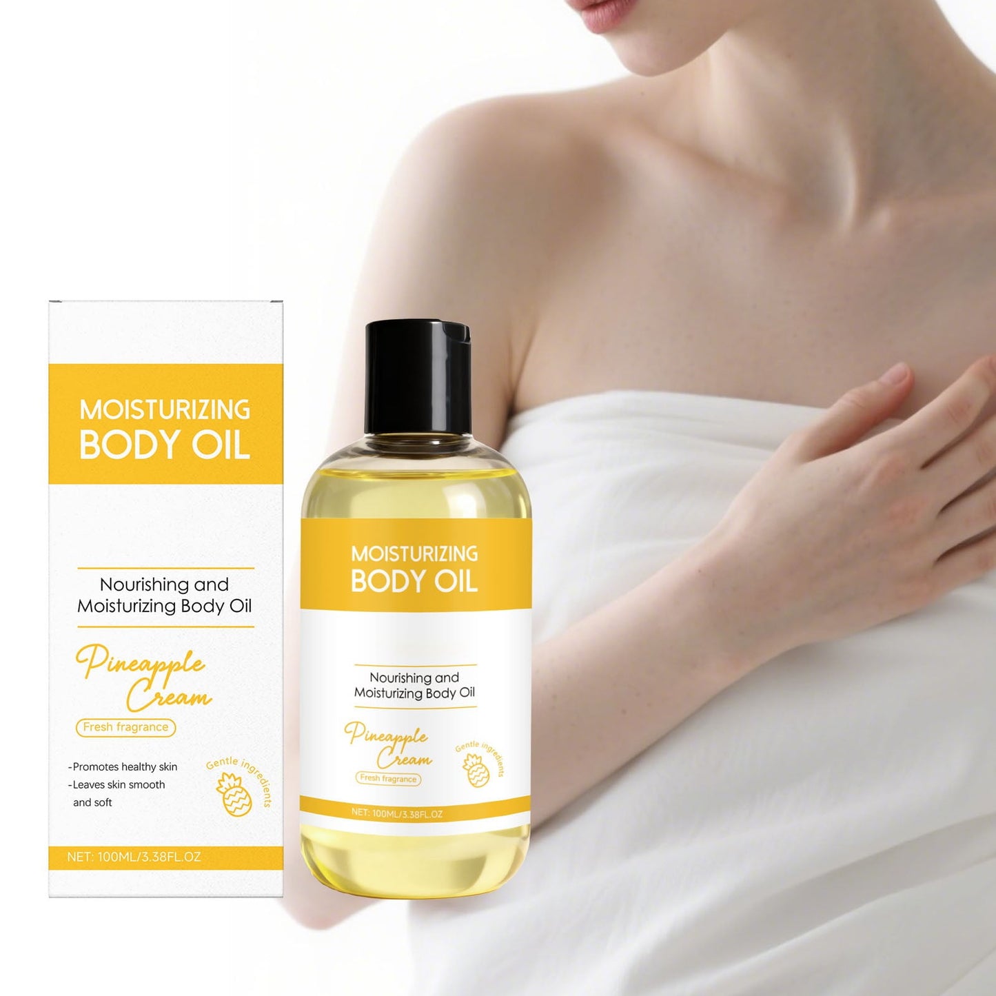 Shea Body Oil with Vitamin C, Multi-Purpose Intense Moisturizing Oil for Skin, Deep Body Moisturizer to Soothe & Nourish Dry, Sensitive & Eczema-Prone Skin, 3.38 Fl Oz ( Pineapple Cream)