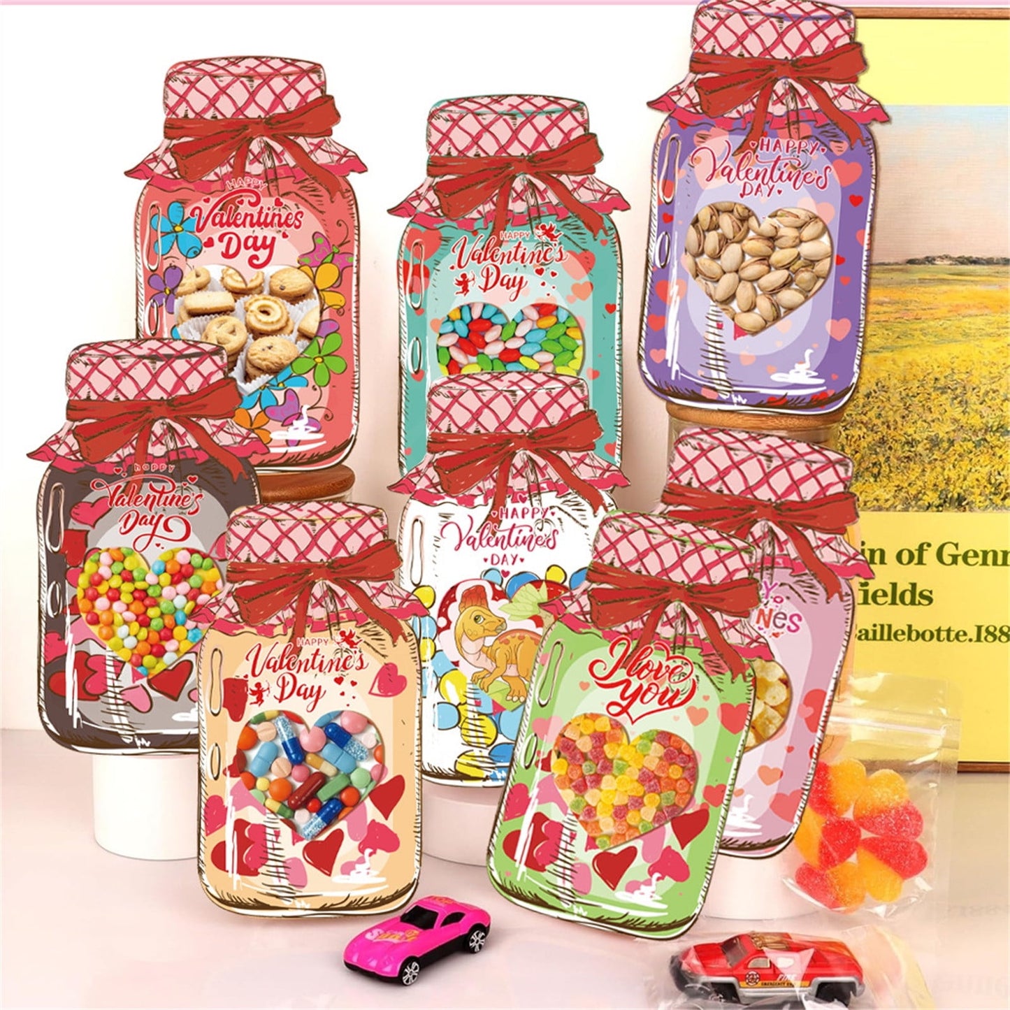 Valentine's Day Card Gift Set, 30 Funny Valentines Day Cards with 40 Transparent Bags for Candy & Treats, Kids School Party Favor, Classroom Exchange Gifts for Boys Girls (10 Styles)