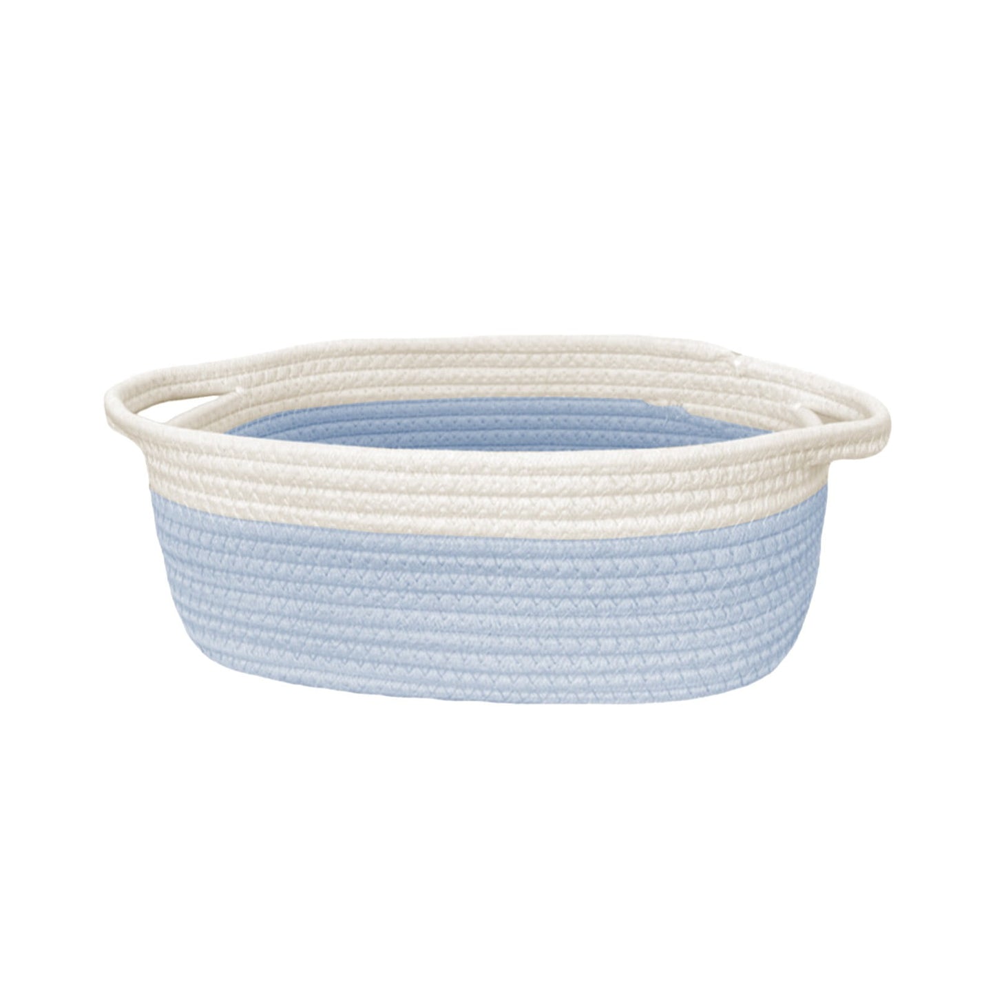 Woven Storage Basket with Handle - Decorative Gift Basket with Ribbon & Bag, Blue-White (Style C)
