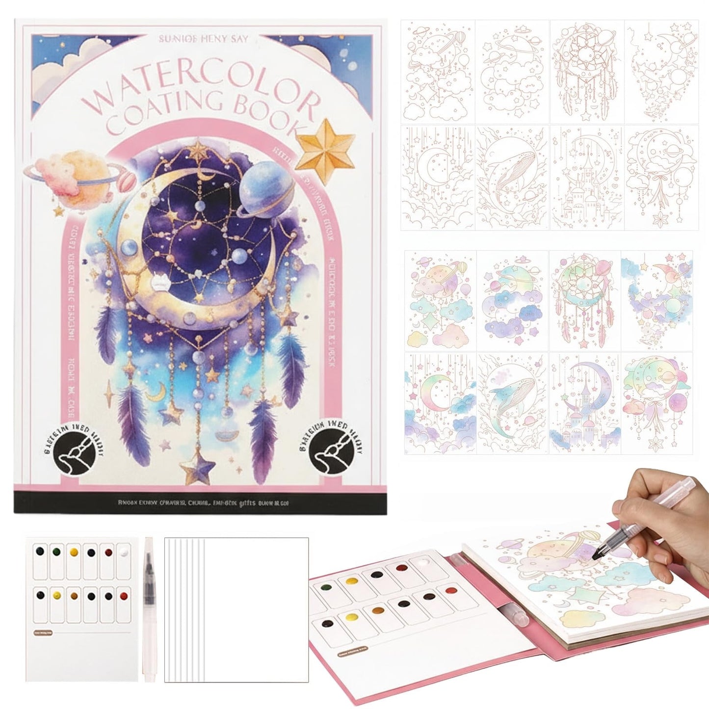 2026 breathly watercolor kit,breathly art,this is not a sketchbook,7Inch Breathly Stress Relief Kit Watercolor Painting Book,Workbook Travel Set for Adults Arts Kit.(Dreamcatcher)