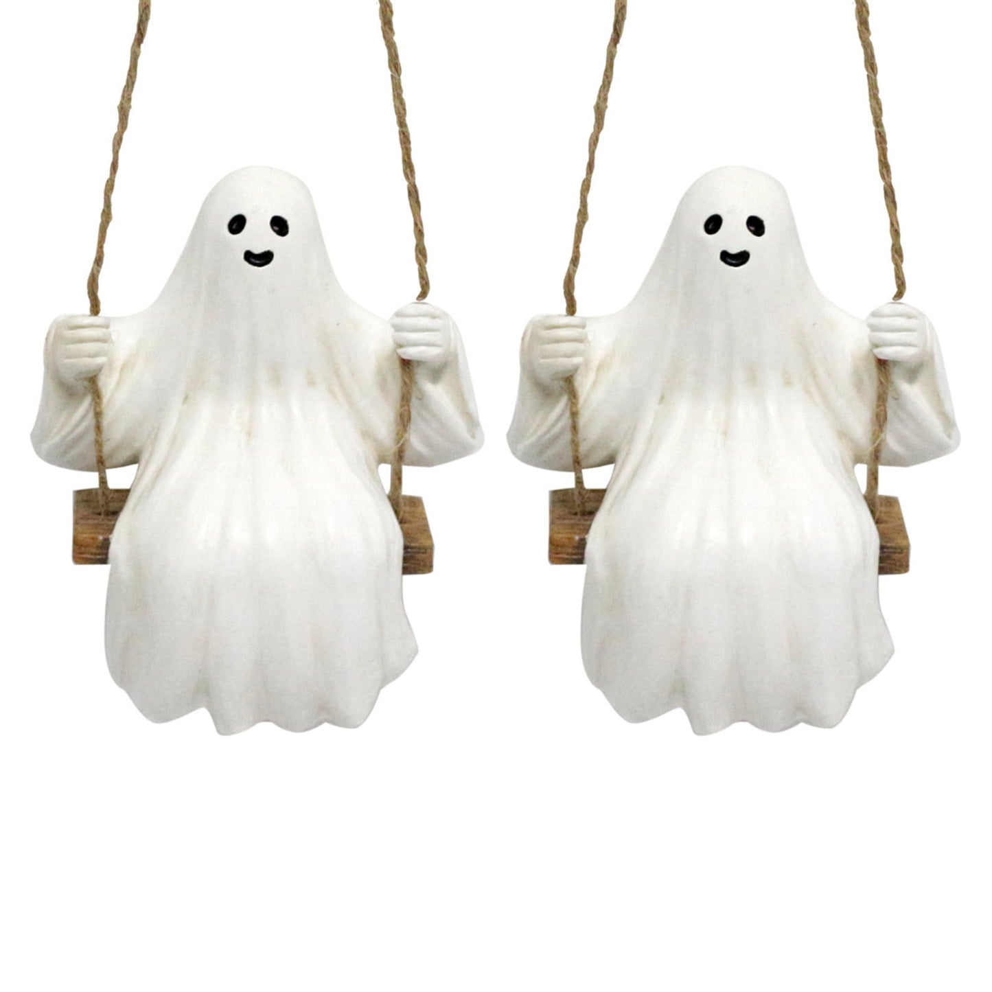 Ghost On A Swing,Halloween Decoration Swinging Shadows: Ghost on A Tree Swing,Hanging Resin Ghosts Indoor and Outdoor Decorations for Patio Lawn Yard(2pcs 3in)