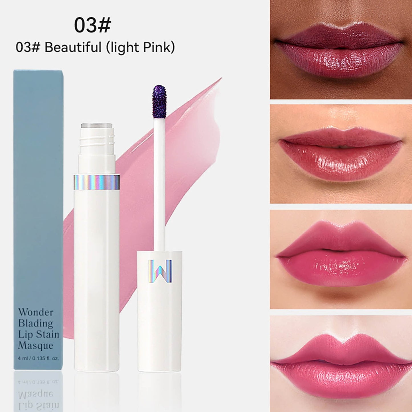 Peel Off Lip Stain Tints, Peel Off Lip Liner Stain, Long-Lasting, Smudge-Proof, Waterproof Matte Lip Tint, Non-Sticky Lipstick High Pigment No Faded Smudge-proof Lip Stains, (#03, Light Pink)