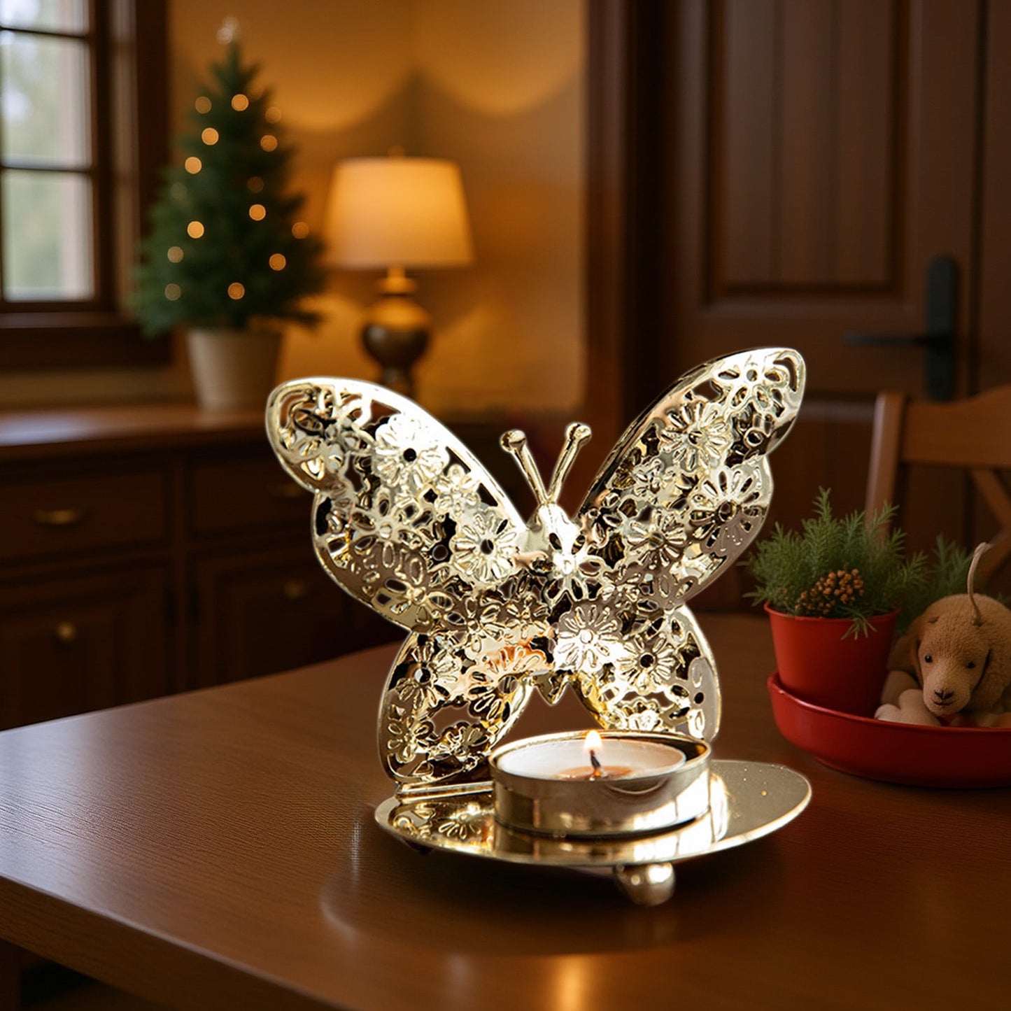Butterfly Candle Holder,Gold Votive Candle Holders,Shadow Candle,11.8¡Á2.8¡Á4.3inch,Golden Iron Candlestick Ornaments,Tea Lights Candle Holder Decorative,For Holiday Supplies