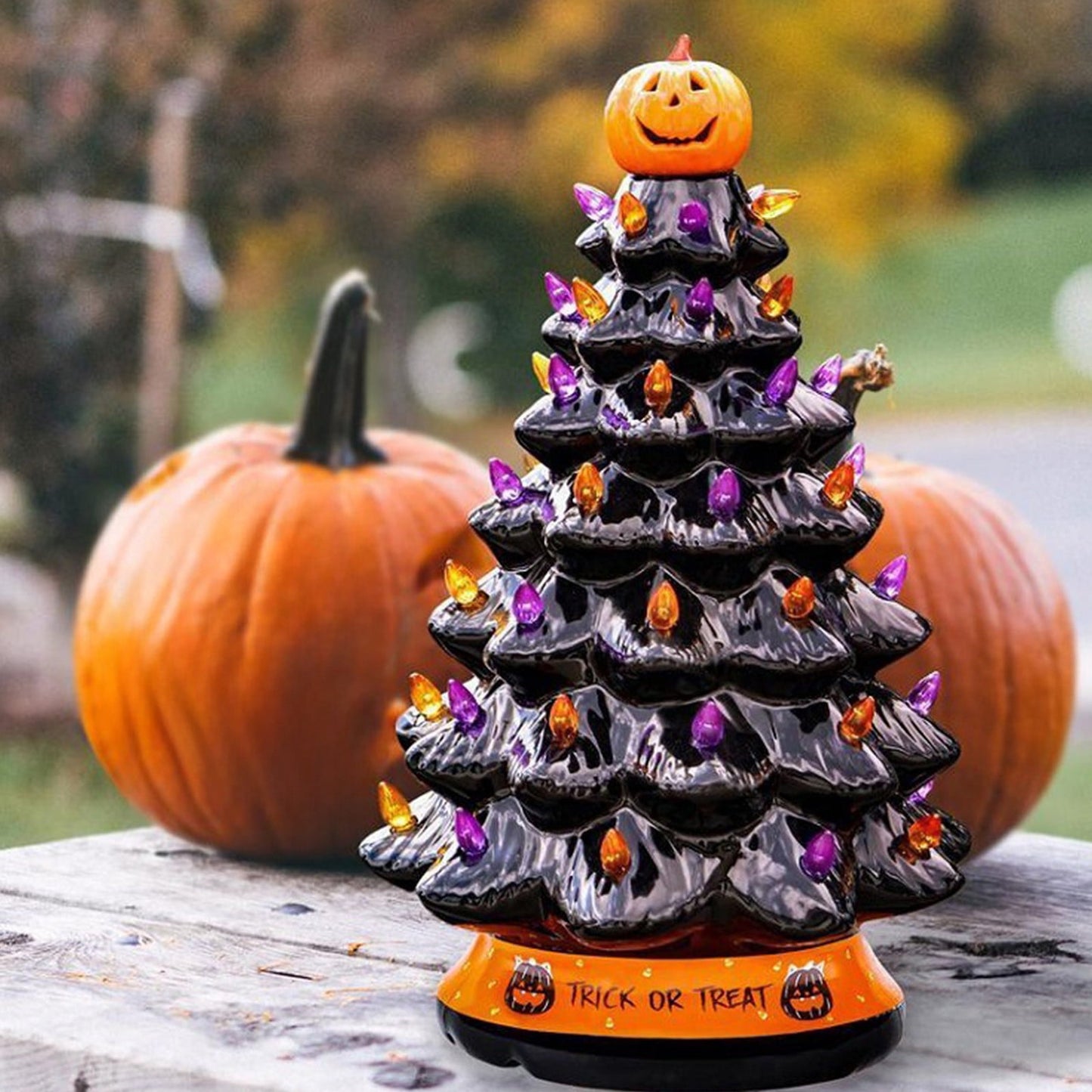 Mini Halloween Tree,Halloween Light Up Tree,Lighted Christmas Tree,Halloween Tree Night Light,Halloween Tree Halloween Luminous Decorations Halloween Tree Gifts(Black 6*3*3in)