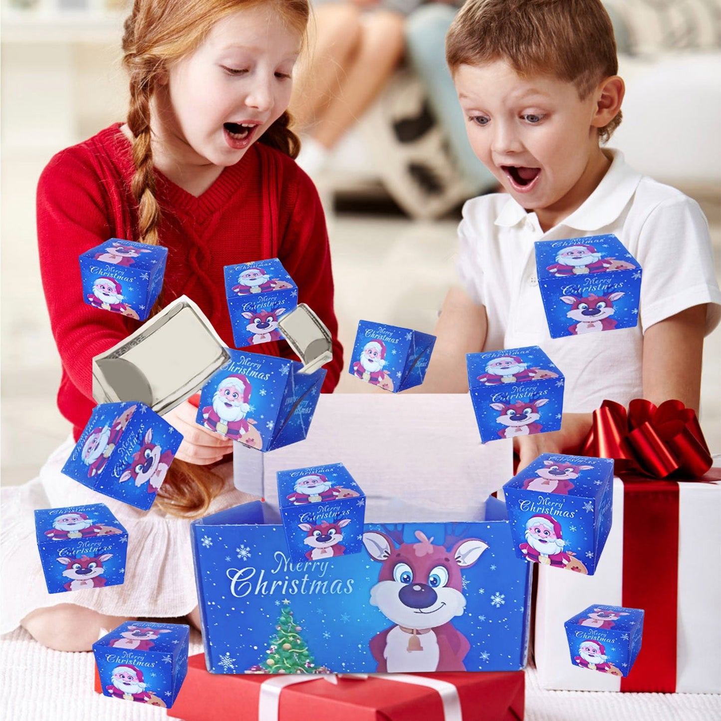 Gift Box,Christmas Money Box,Surprise Gift Box Explosion,Exploding Gift Box,Christmas Surprise Box Christmas Red Envelope Birthday Gift Up Gift Box(Penguin 5in)