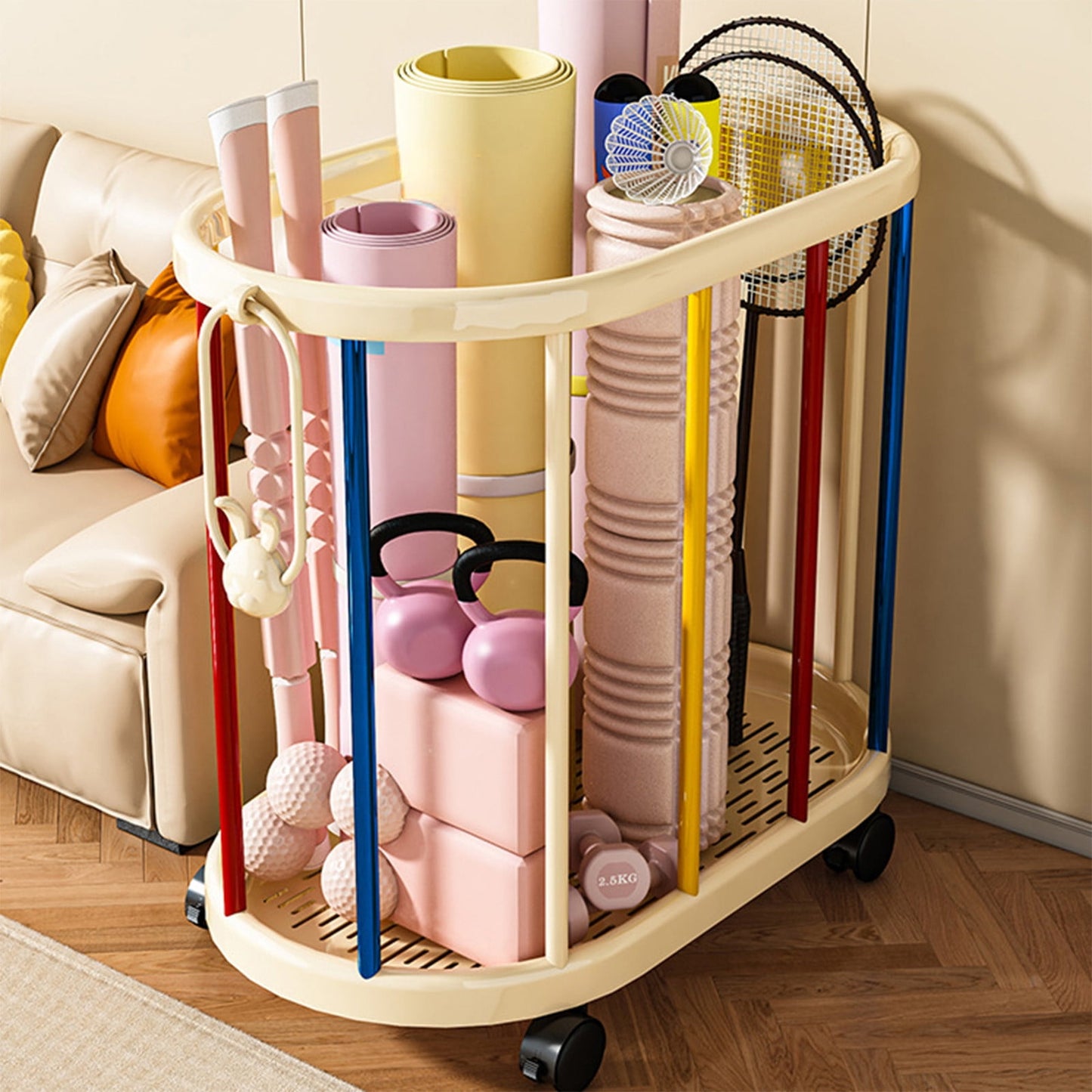 Yoga Mat Holder At Home Gym Equipment Home Storage, Large-Capacity Portable Basket for Workout Gear & Laundry, Bathroom & Fitness Room Organizer