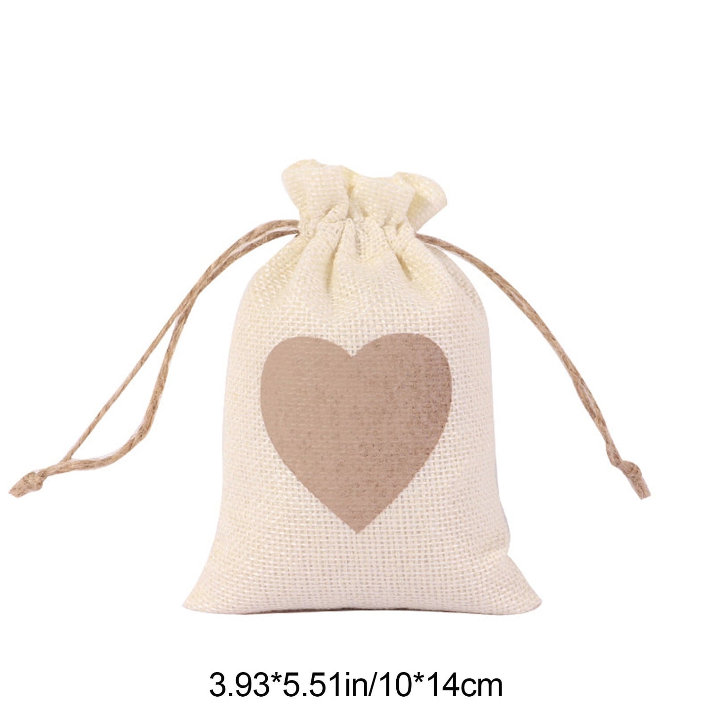 Valentines Decorations Red Garland Heart Canvas Tied Bag Day Wedding Candy Gift Packaging Bag With Drawstring
