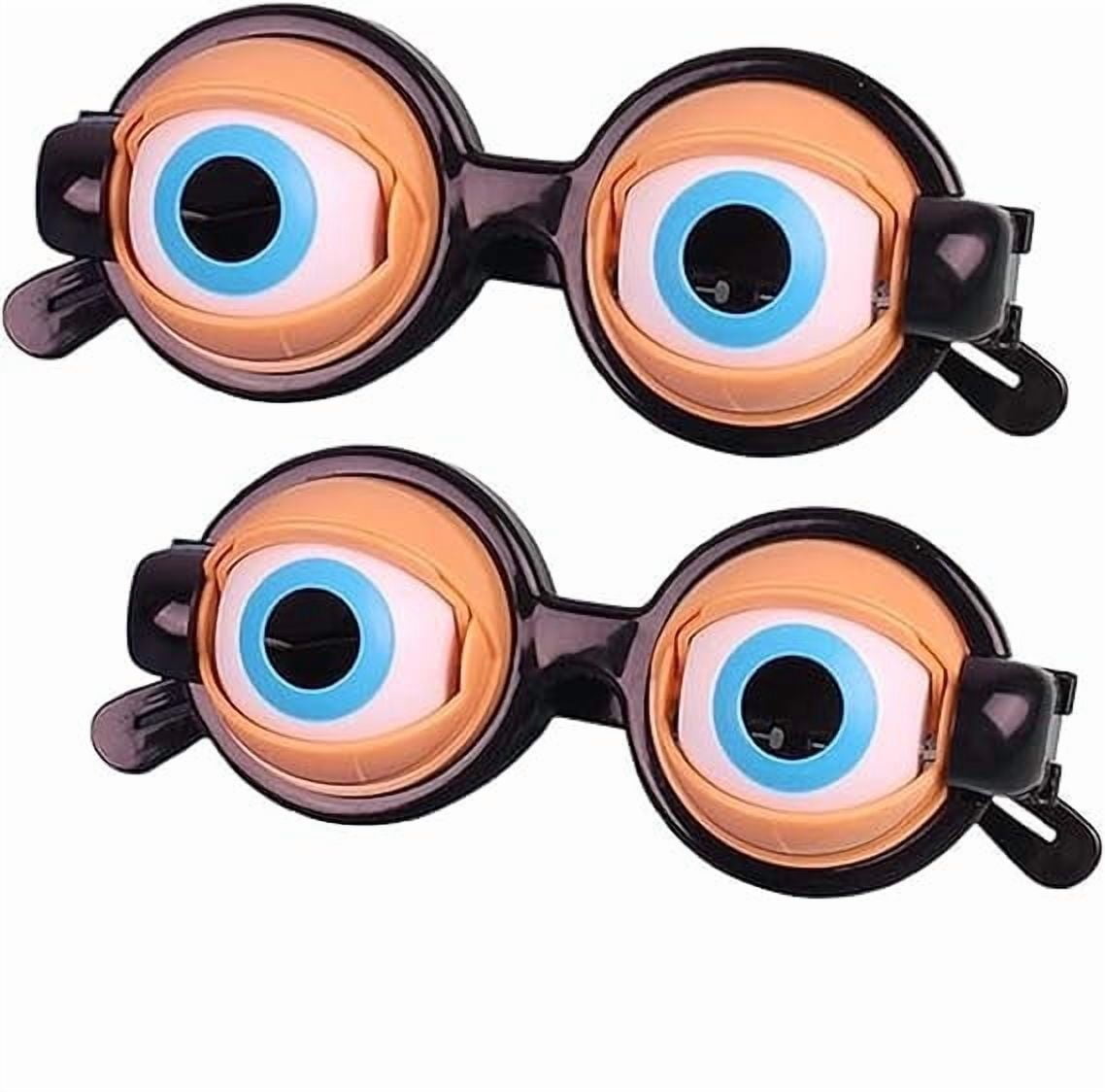 Crazy Eyes Glasses,Blinking Glasses,2pc Crazy Glasses Funny Cheering Props Glasses Pull Line Will Weird Glasses Toys,Novelty Shaking Eye Glasses,Pull-String Crazy Glass For Parties(Black)