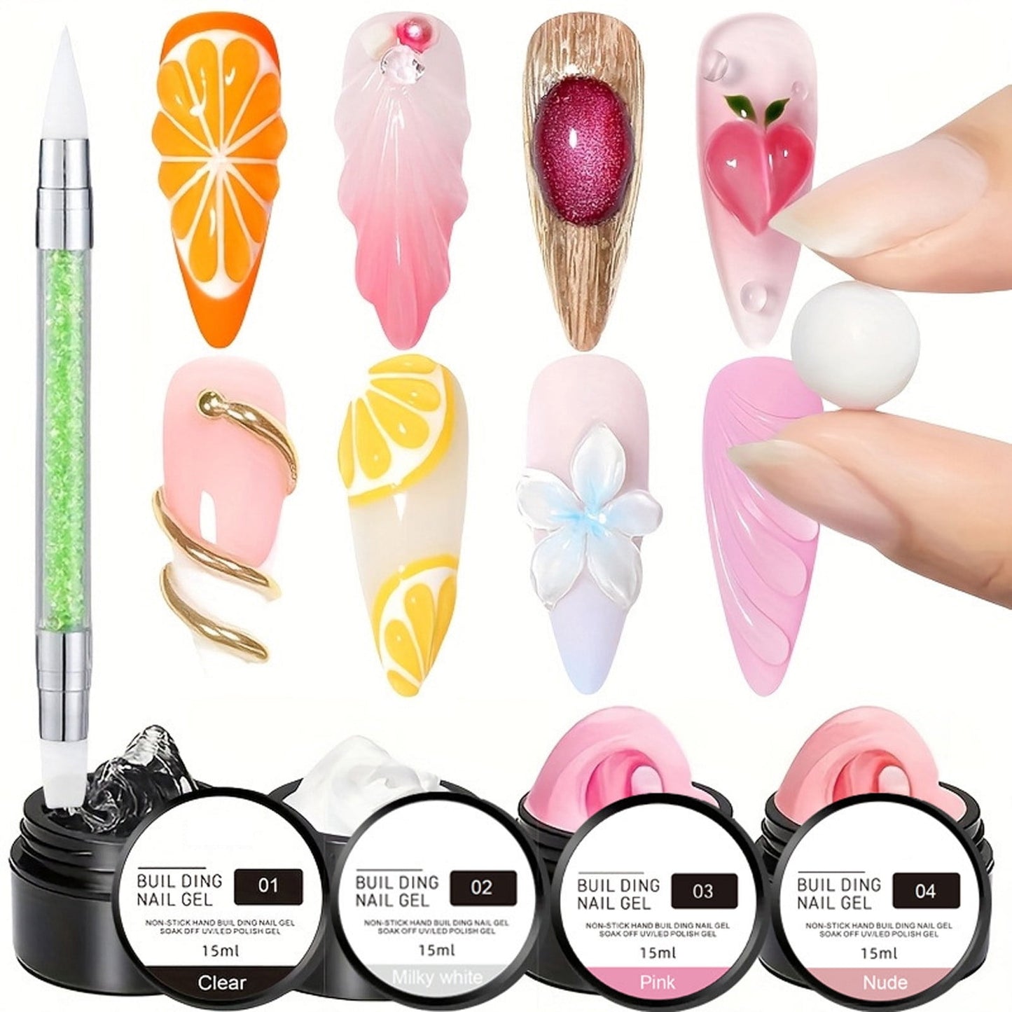 Nail Repair Kit,Nail Protector,Solid Extension Glue,Nail Repair Protection Gel,2025 New Nail Repair Kit for Split Nail,Instant Cracked Nail Repair Gel,Broken Nail Repair Kit(4pcs+Pen)